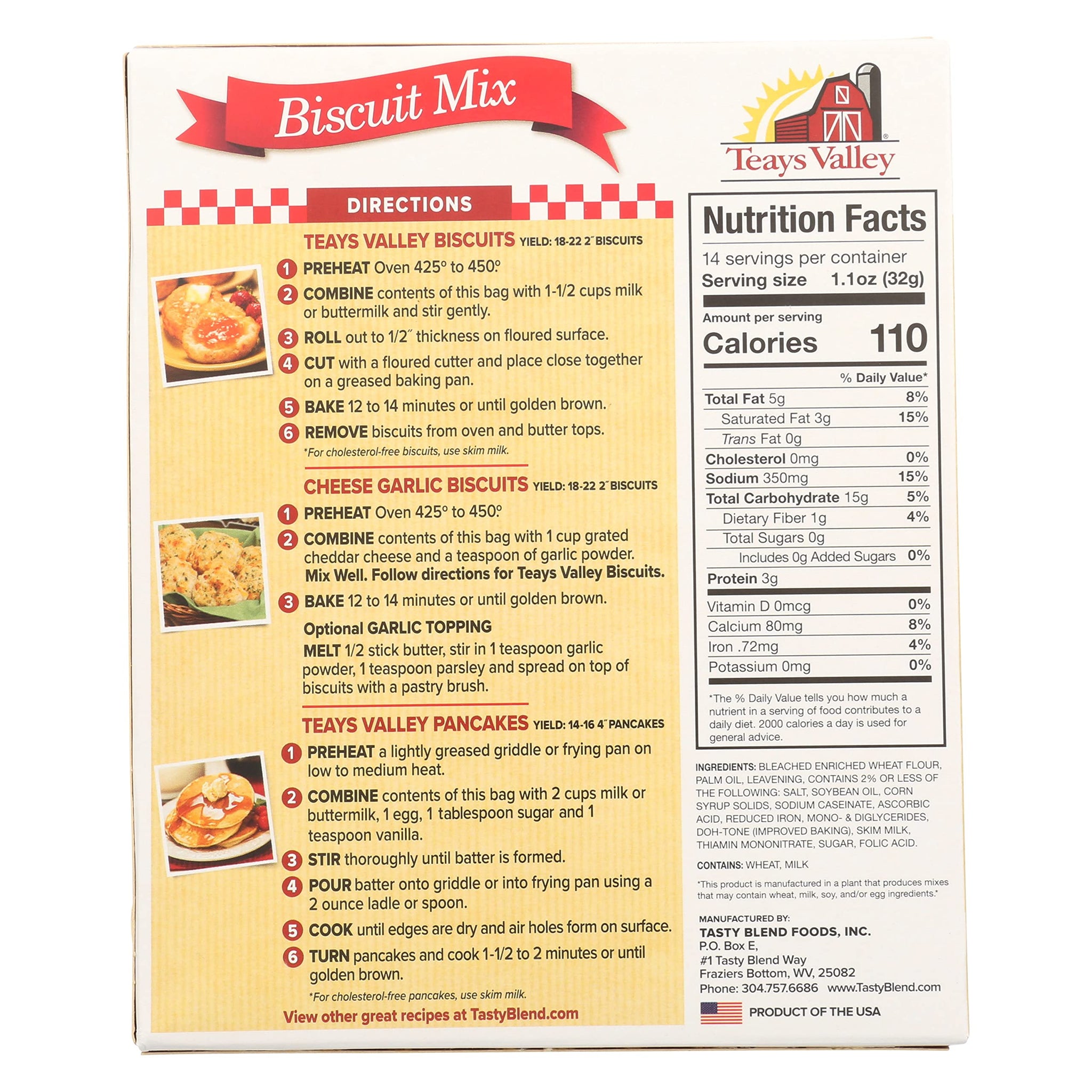 Teays Valley Biscuit Mix with Teays Valley Country Gravy Mix, 16.0 Ounce, Pack of 2