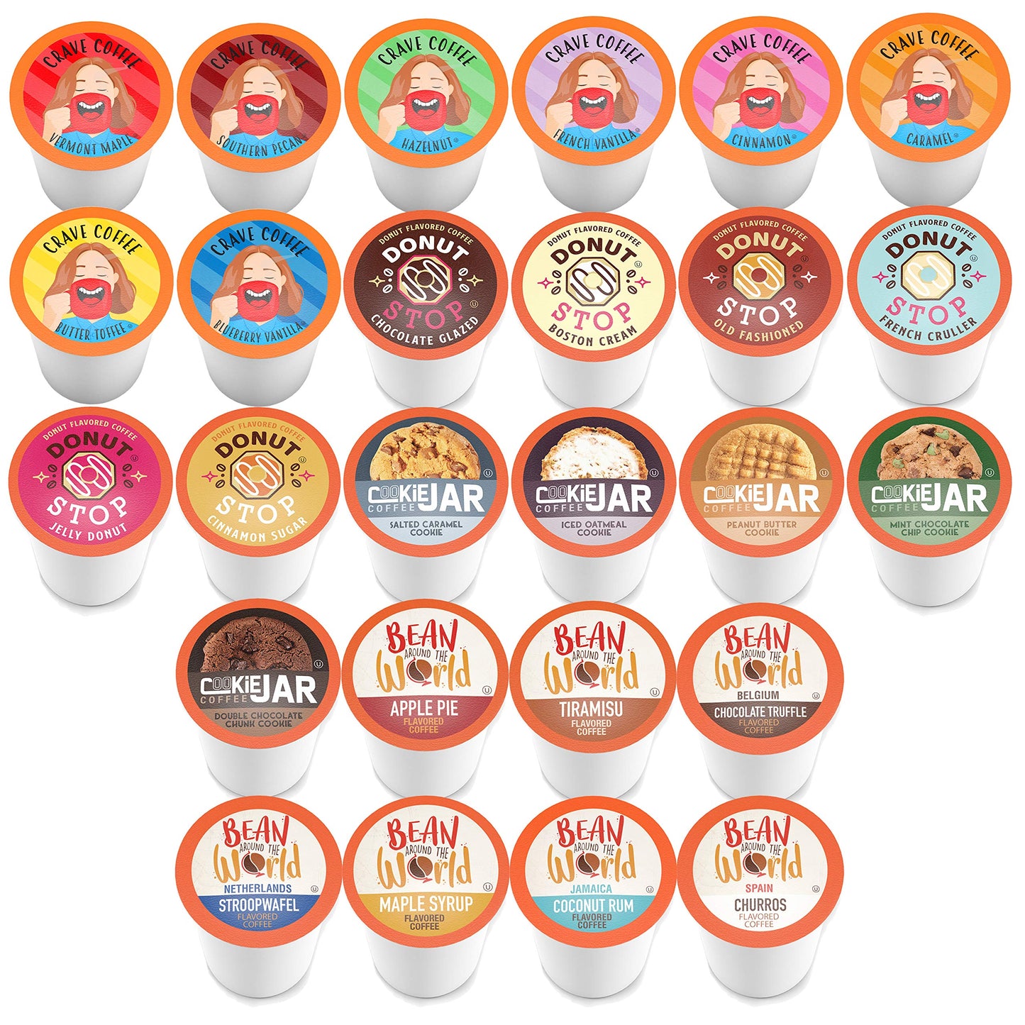 Coffee Pod Variety Packs Flavored Sampler, Assorted, Compatible with 2.0 K-Cup Brewers, Variety Pack, 52 Count (Pack of 1)