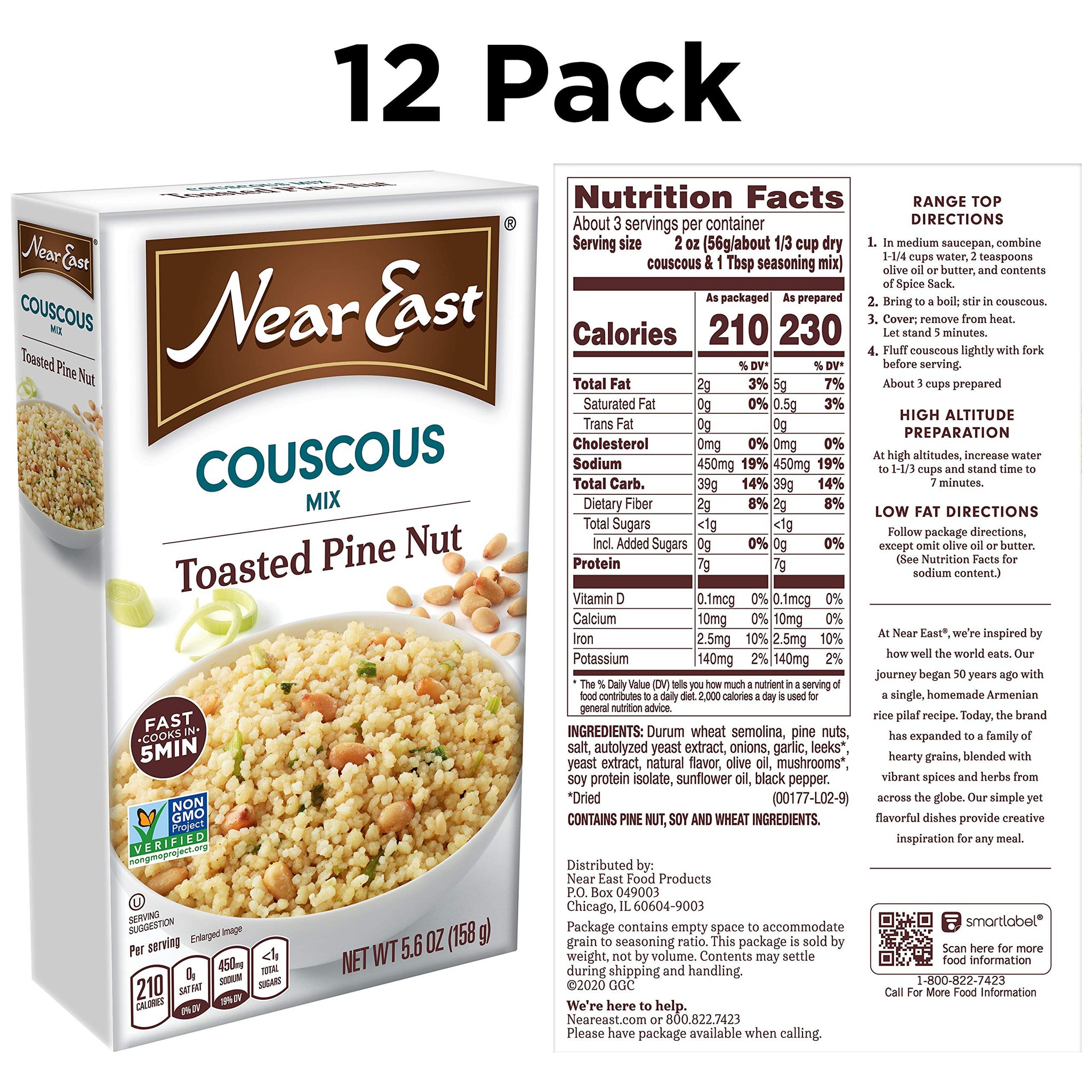 Near East Toasted Pine Nut Couscous Mix 5.6 oz (Pack of 12)