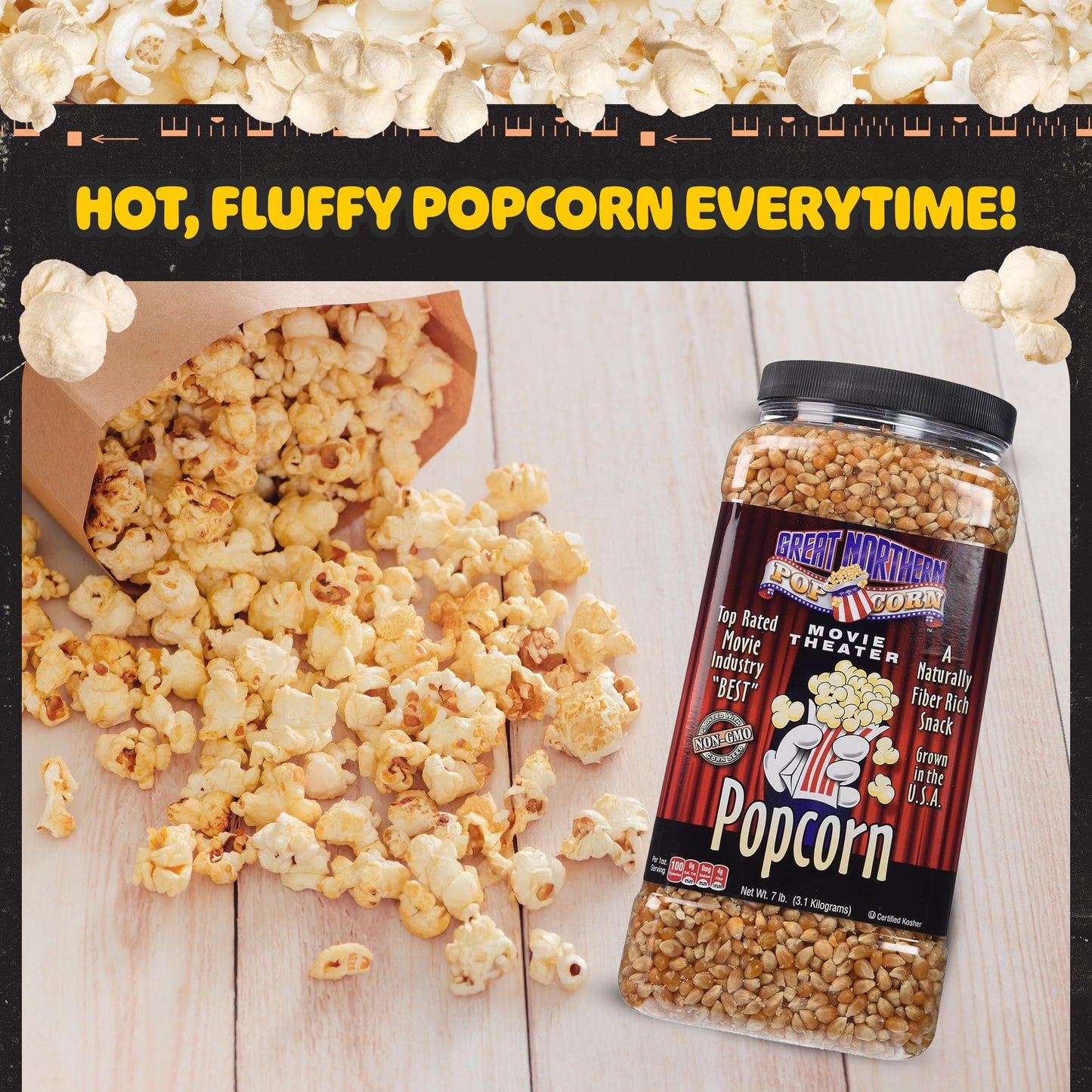 Yellow Popcorn Kernels Bulk Resealable 7lb Jug - Non-GMO Premium Gourmet Popcorn Kernels for Popping in Microwave, Stovetop, or Machine by Great