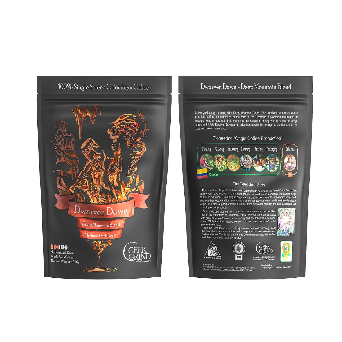Geek Grind Dwarven Dawn Roast Whole Bean Coffee - 12oz Bag