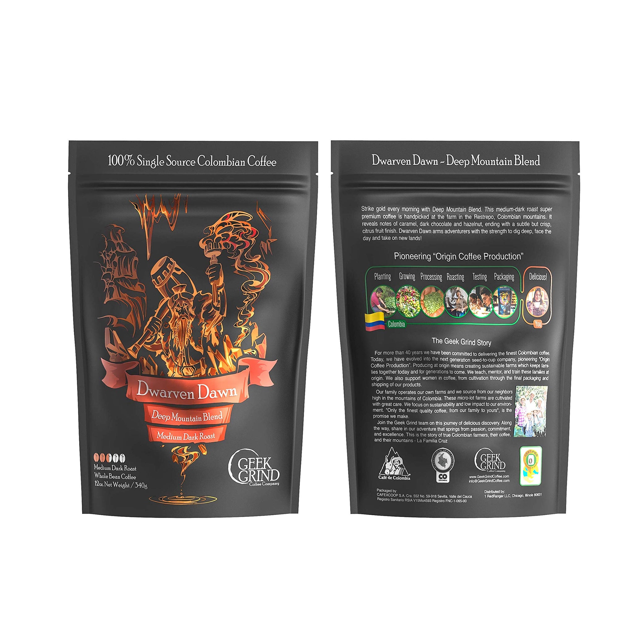 Geek Grind Dwarven Dawn Roast Whole Bean Coffee - 12oz Bag