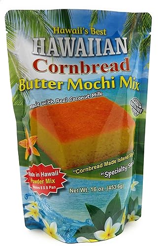 Hawaii's Best Hawaiian Cornbread Butter Mochi Mix 16 Ounces (Pack of 1)