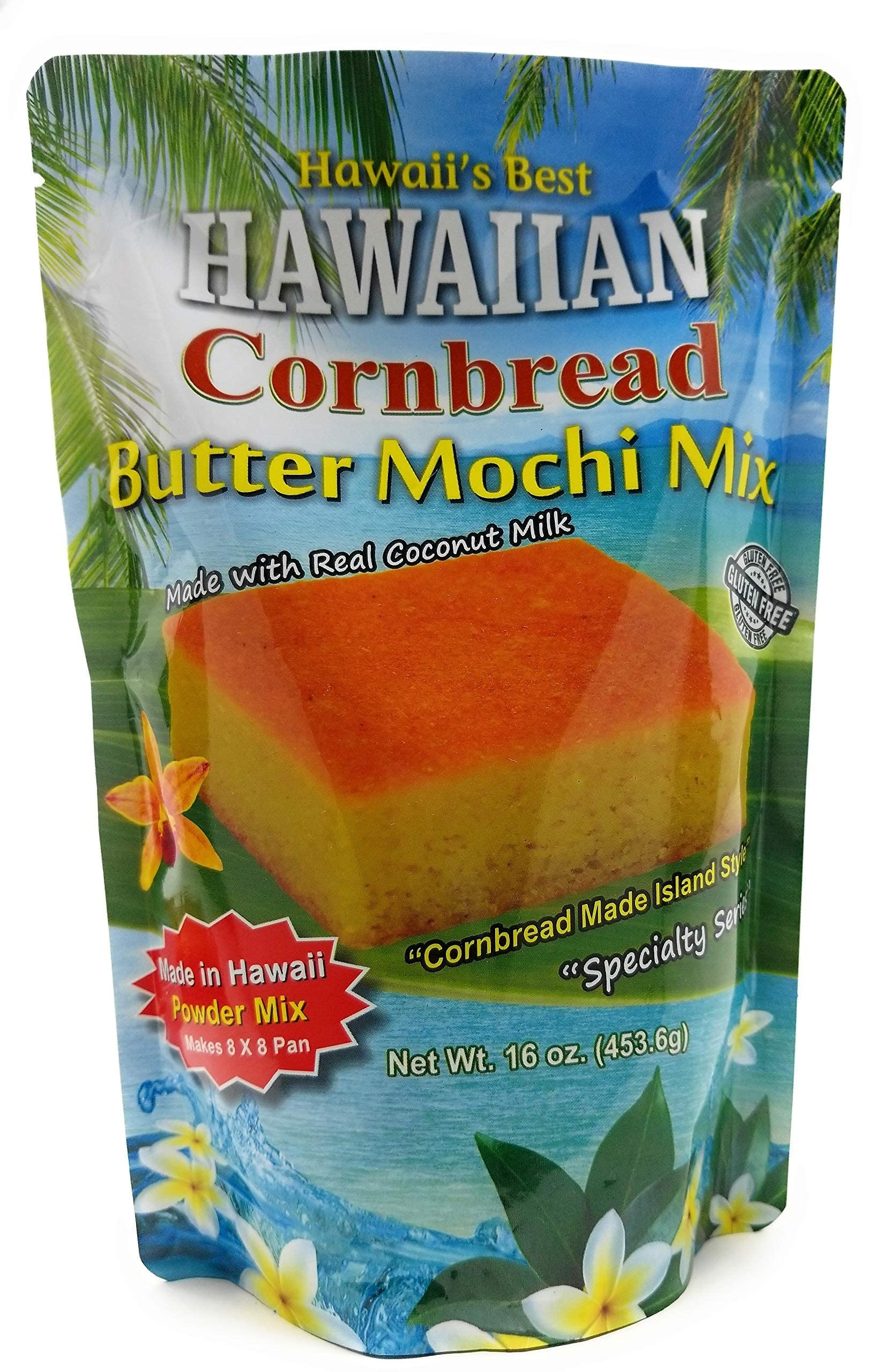 Hawaii's Best Hawaiian Cornbread Butter Mochi Mix 16 Ounces (Pack of 1)