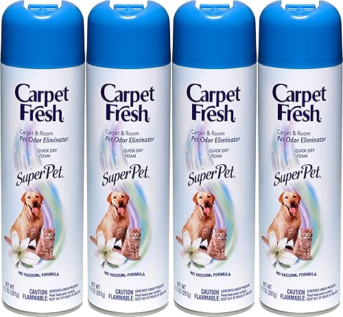 Carpet Fresh 280129 No-Vacuum Aerosol Foam Carpet Odor Eliminator, 10.5 oz. Super Pet (Pack of 4)