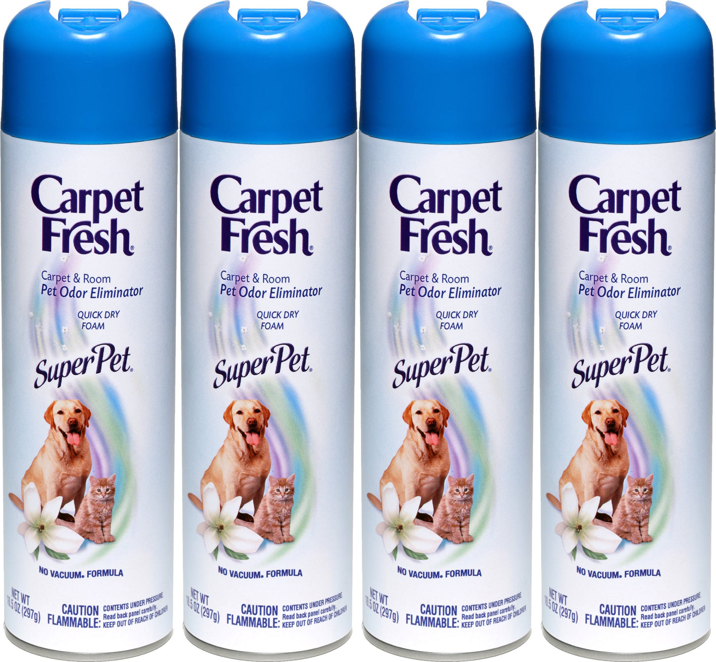Carpet Fresh 280129 No-Vacuum Aerosol Foam Carpet Odor Eliminator, 10.5 oz. Super Pet (Pack of 4)