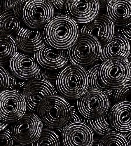Black Licorice Wheels Candy 1 lb Bulk Bag Soft Chewy Gourmet Spirals Classic Flavor Fresh. Perfect for Snacking Sharing Buffets