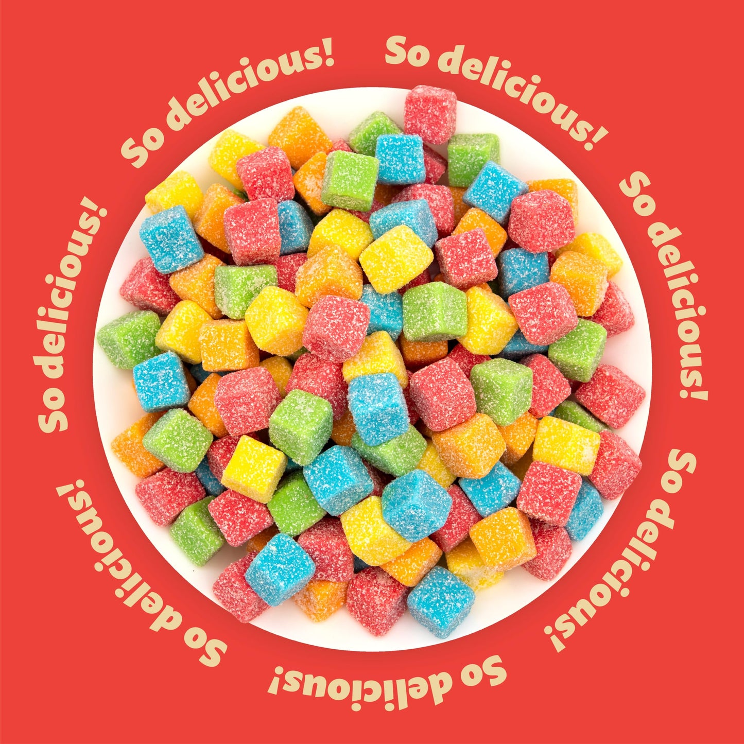 Sour Gummy Blocks Candy | 2-Pound Bag | Assorted Fruit Chewy Candy Cubes in Strawberry, Green Apple, Tangerine, Blueberry & Pineapple | Neon Jellies