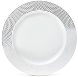OCCASIONS 120 Pack Silver Charger Plates Bulk, 12" Disposable Heavy Duty Plastic Plate Chargers for Dinner Wedding Party Events, BPA Free (Diamond in