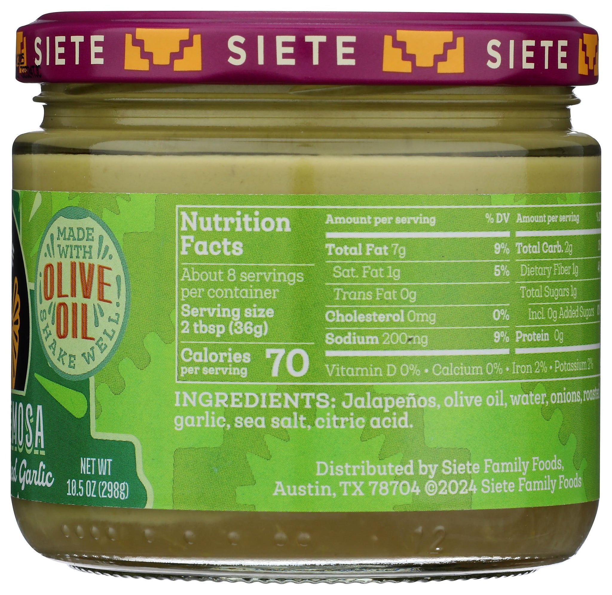 Siete Family Foods Creamy Jalapeno Salsa, 10.5 Ounce