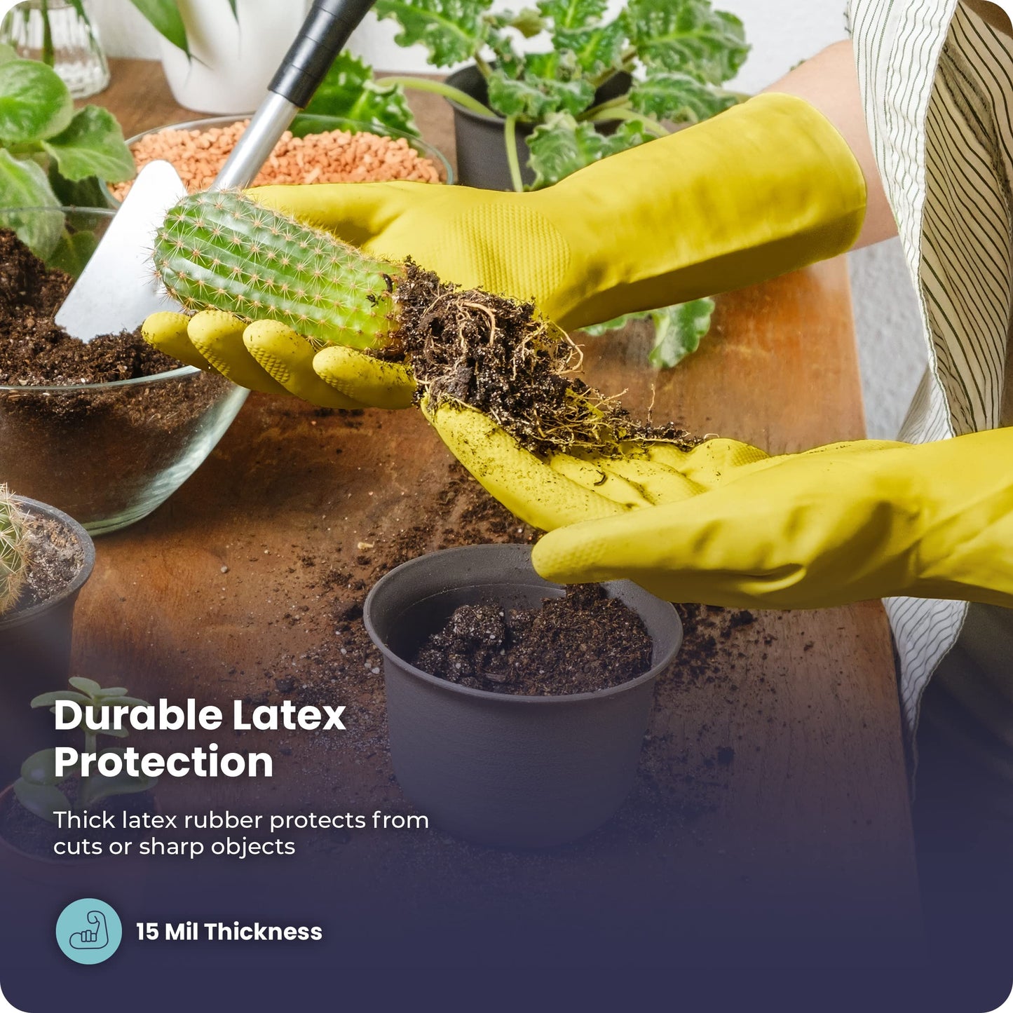 FMP Brands Cleaning Gloves - 12 Pairs Rubber, Non-Slip Dishwashing Gloves, Waterproof Reusable Latex for Kitchen, Bathroom, Household, Gardening