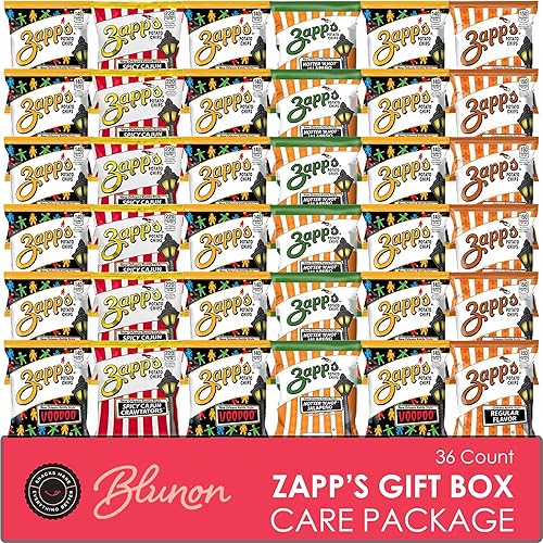 Zapp's Potato Chips Variety Pack - Kettle Cooked Bulk Assortment - Gluten Free - Sampler Bulk Care Package Gift Box (36 Count)