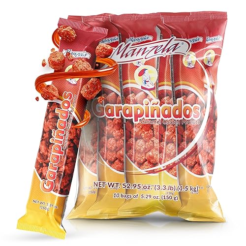 Manzela Sweet Caramelized Peanuts | Traditional Mexican Snack with No Artificial Flavors, Rich in Protein, Portable Snack Pack, Perfect for Sweet