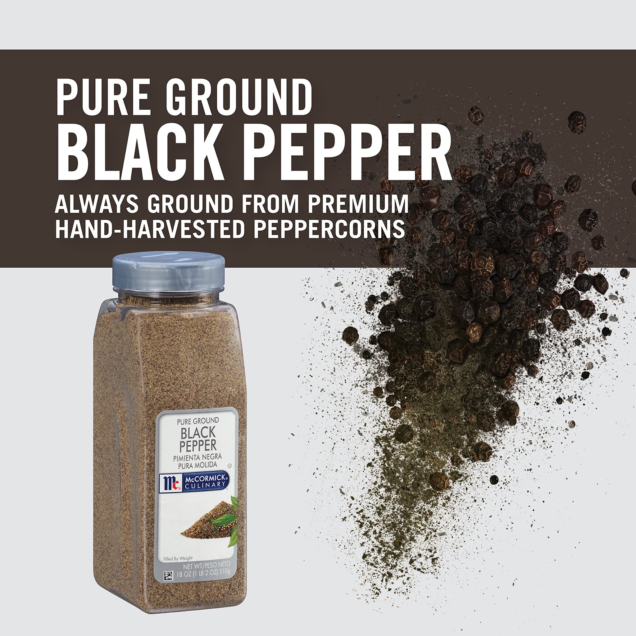 McCormick Culinary Pure Ground Black Pepper, 18 oz - One 18 Ounce Container of Bulk Black Pepper Finely Ground, Perfect for Chefs and Pepper Shaker