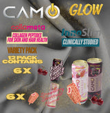 CAMO Energy Glow Variety Pack 200mg Natural Caffeine, Collameta® Collagen Peptides, InnoSlim®, Zero Sugar, 12oz Cans, 12 Pack