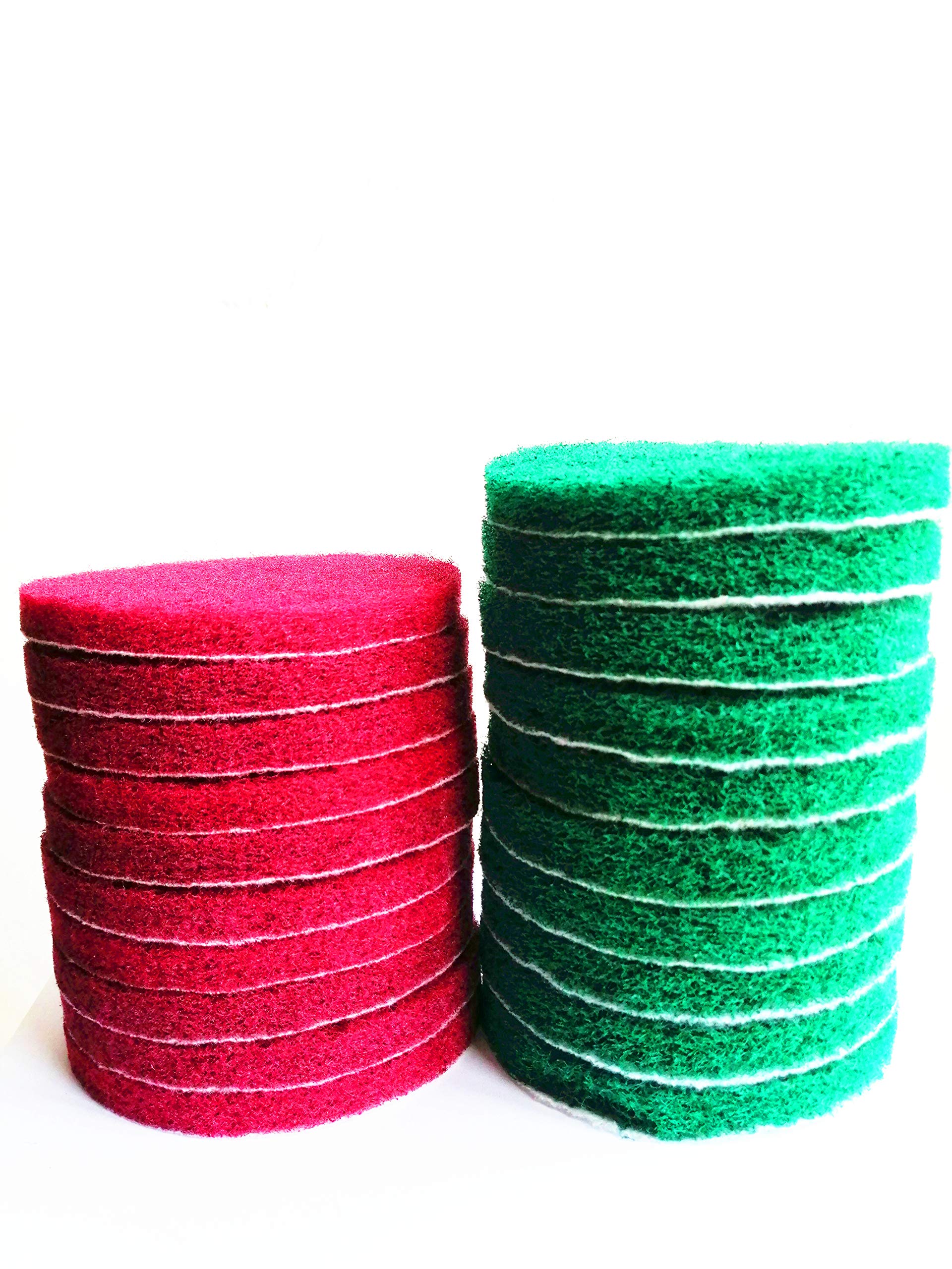 20 Pieces Scrub Pads Drill Power Brush Tile Scrubber Scouring Pads Cleaning Kit Including 2 Kinds of Abrasive Buffing Pads Replacement for Home