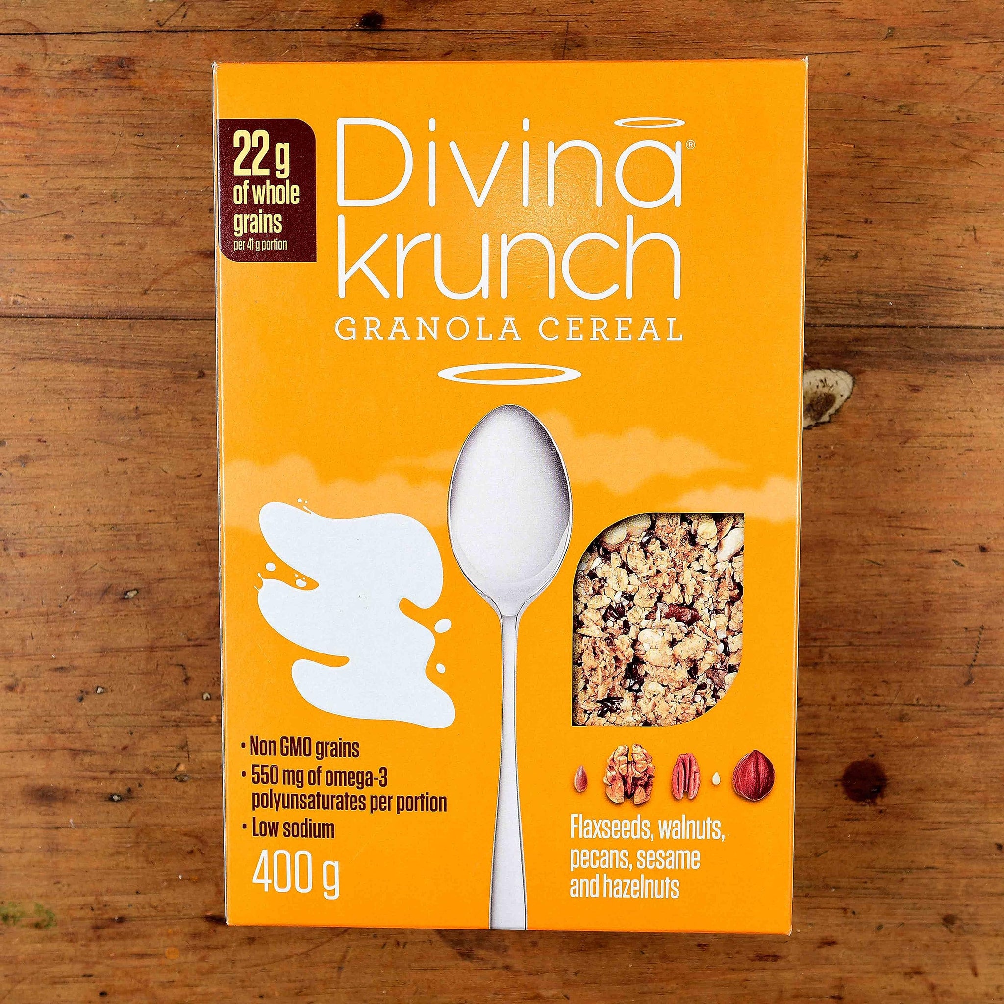 Divina Krunch Flaxseeds, Walnuts, Pecans, Sesame & Hazelnuts Granola - 400g - Pack of 32