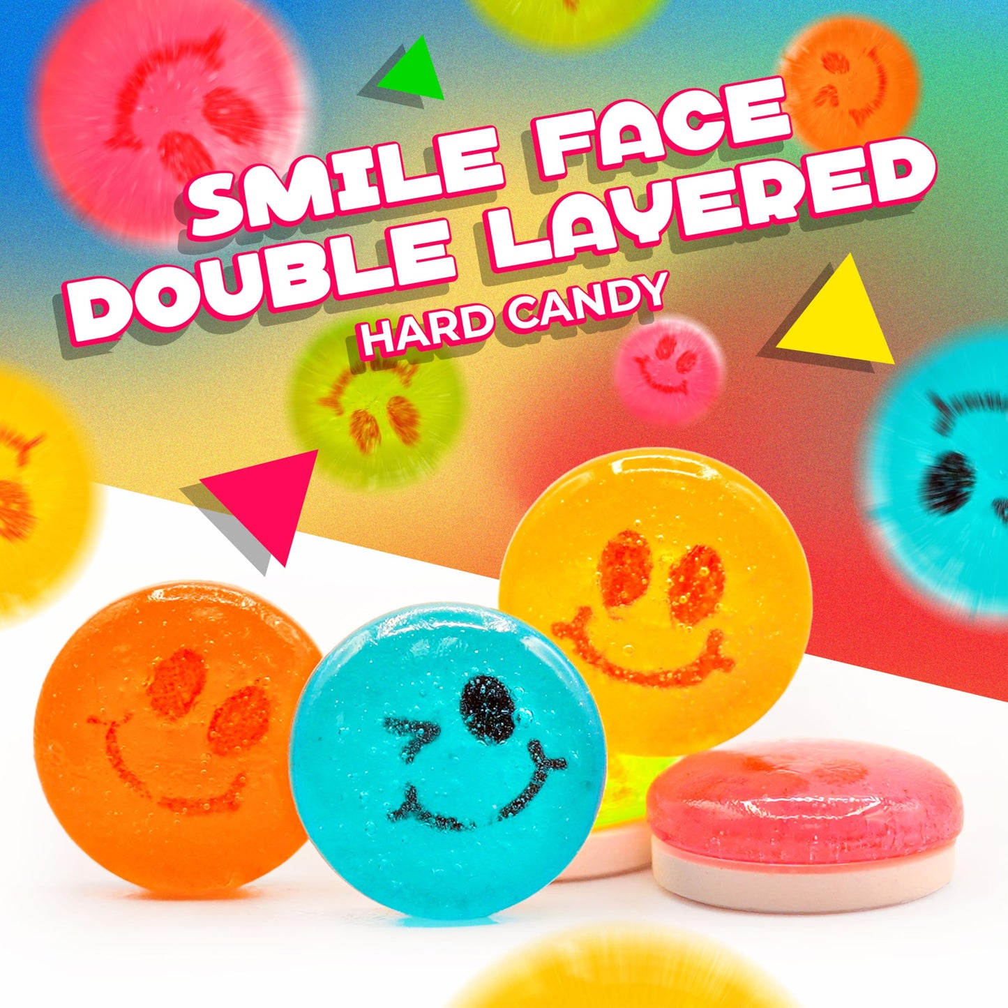 Happy Face Candy | 1 Lb Bag | Hard Candy Individually Wrapped | Assorted Fruit Flavors | Sweet & Sour Candies for Goodie Bags, Party Favors & Office