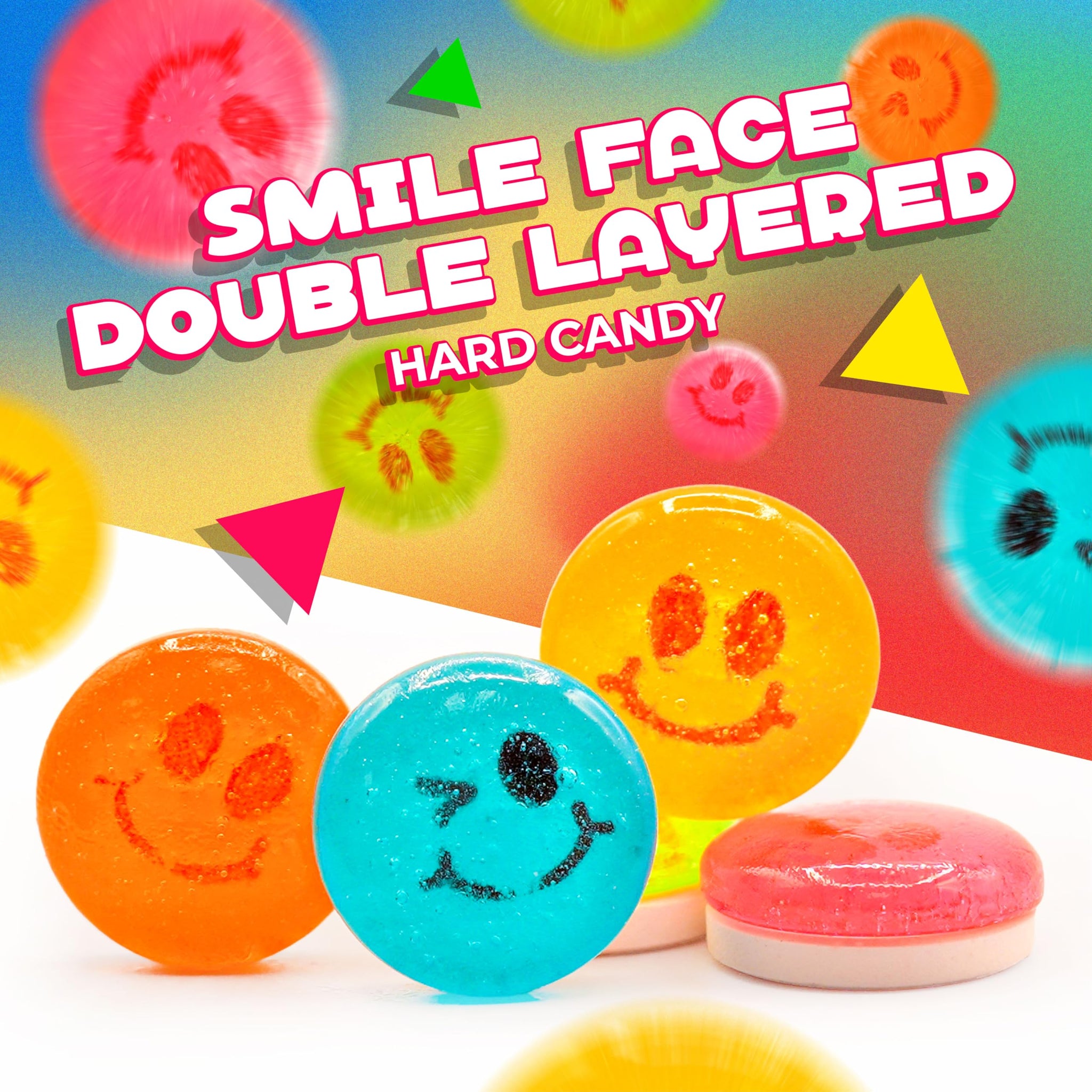 Happy Face Candy | 1 Lb Bag | Hard Candy Individually Wrapped | Assorted Fruit Flavors | Sweet & Sour Candies for Goodie Bags, Party Favors & Office