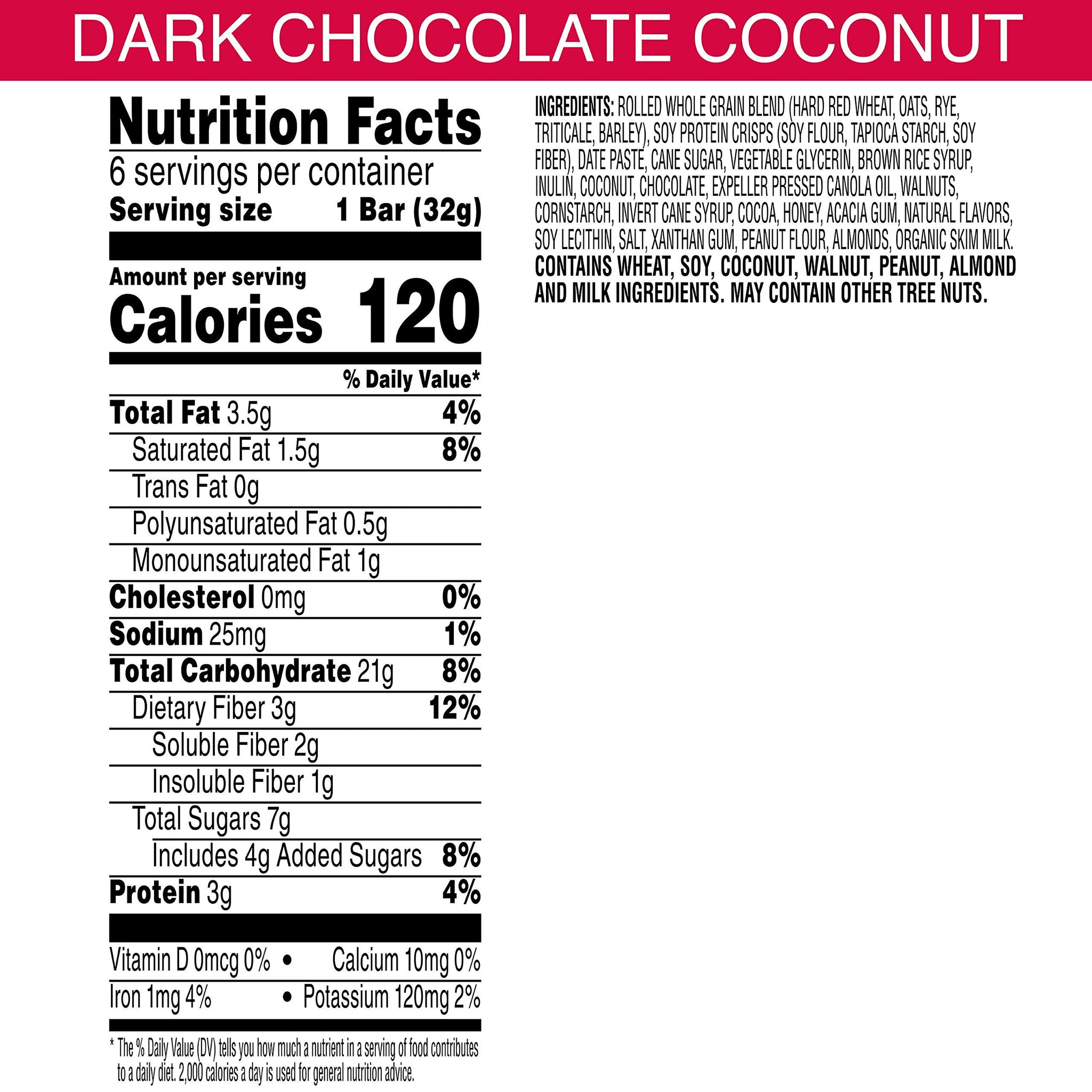 Dark Chocolate Coconut Granola Bar 6.70 Ounces (Case of 12)