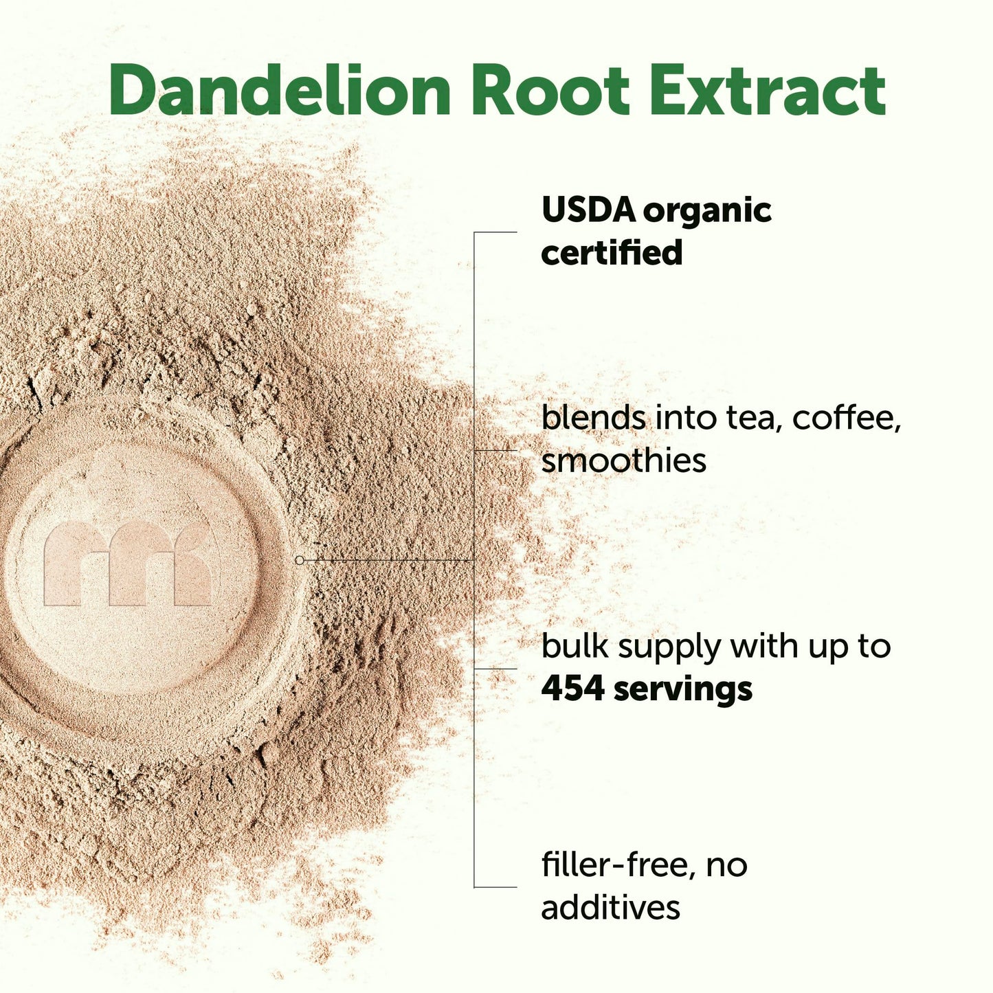 Organic Dandelion Root Tea Powder, 1lb | Up to 450 Servings | Premium Source for Daily Beverage | 100% Pure Dandelion Supplement | Caffeine Free
