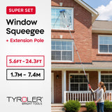 Tyroler Professional Window Squeegee with Extension Pole | Squeegee for Windows Cleaning | Outdoor Window Cleaner Tool, Windows Washing Kit