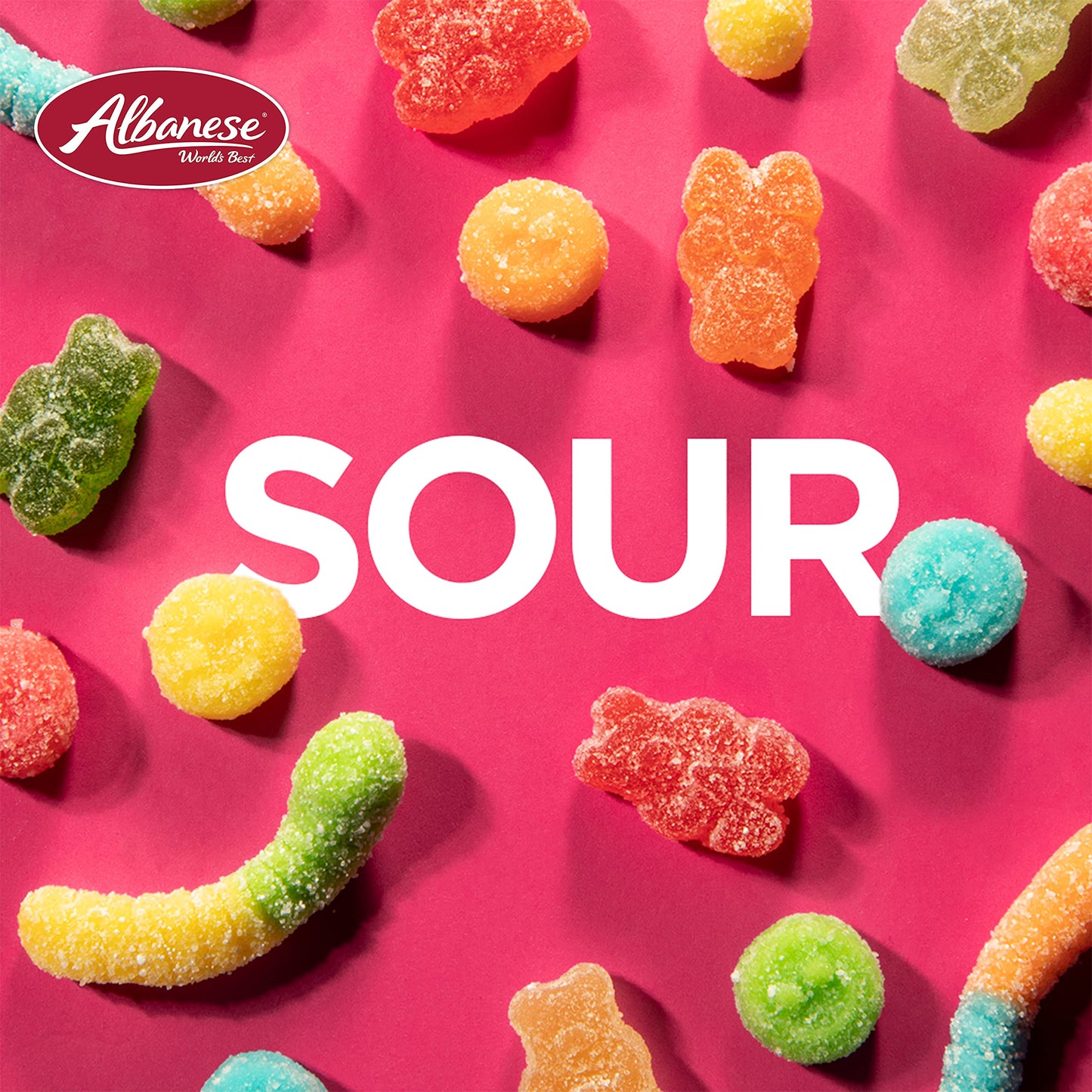 Albanese World's Best Sour Mini Neon Gummi Worms | 4.5lbs of Candy | 5 Super Sour Flavors, Gluten Free, Fat Free, Soft & Chewy Gummies | Blue