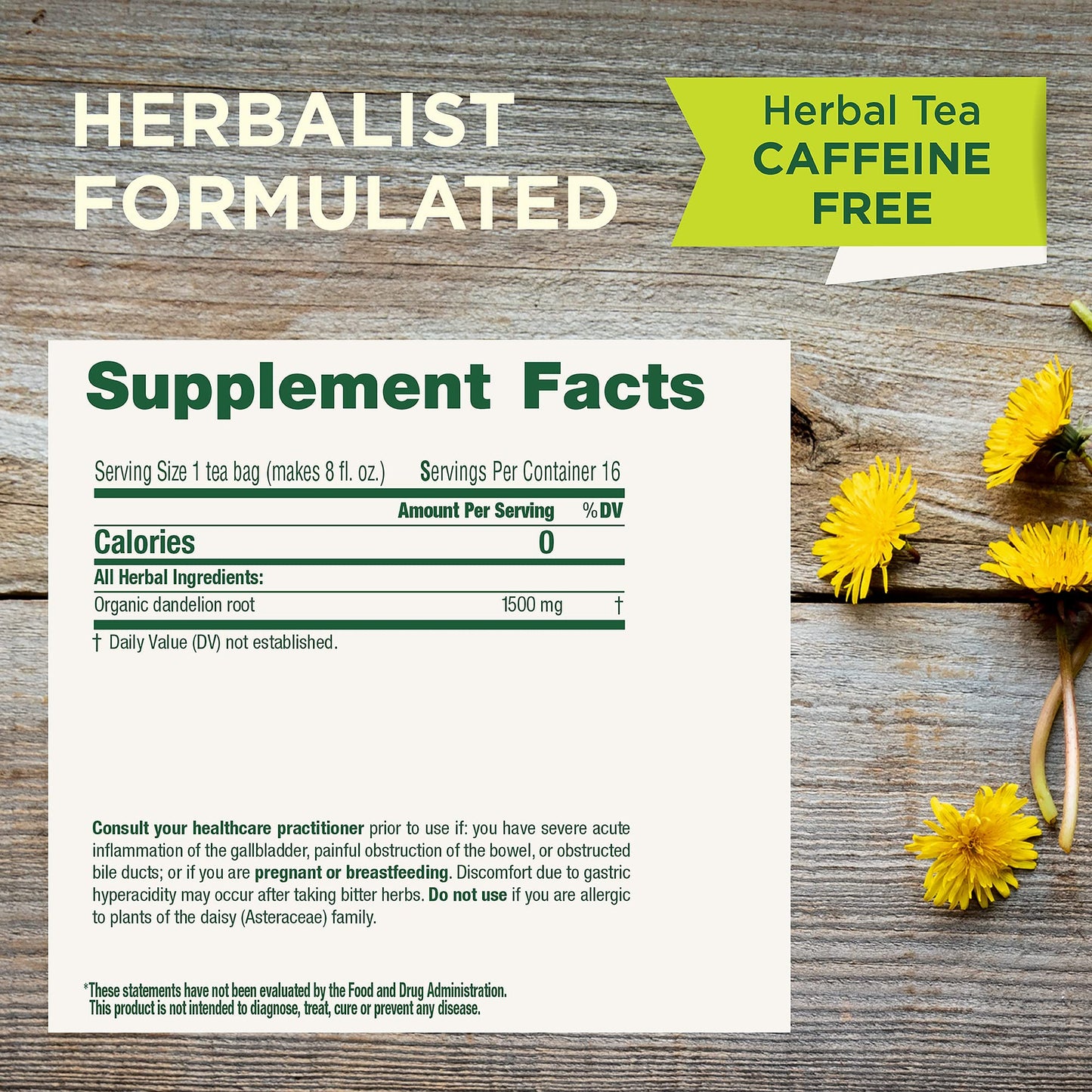 Traditional Medicinals Roasted Dandelion Root Herbal Tea, 16 ct