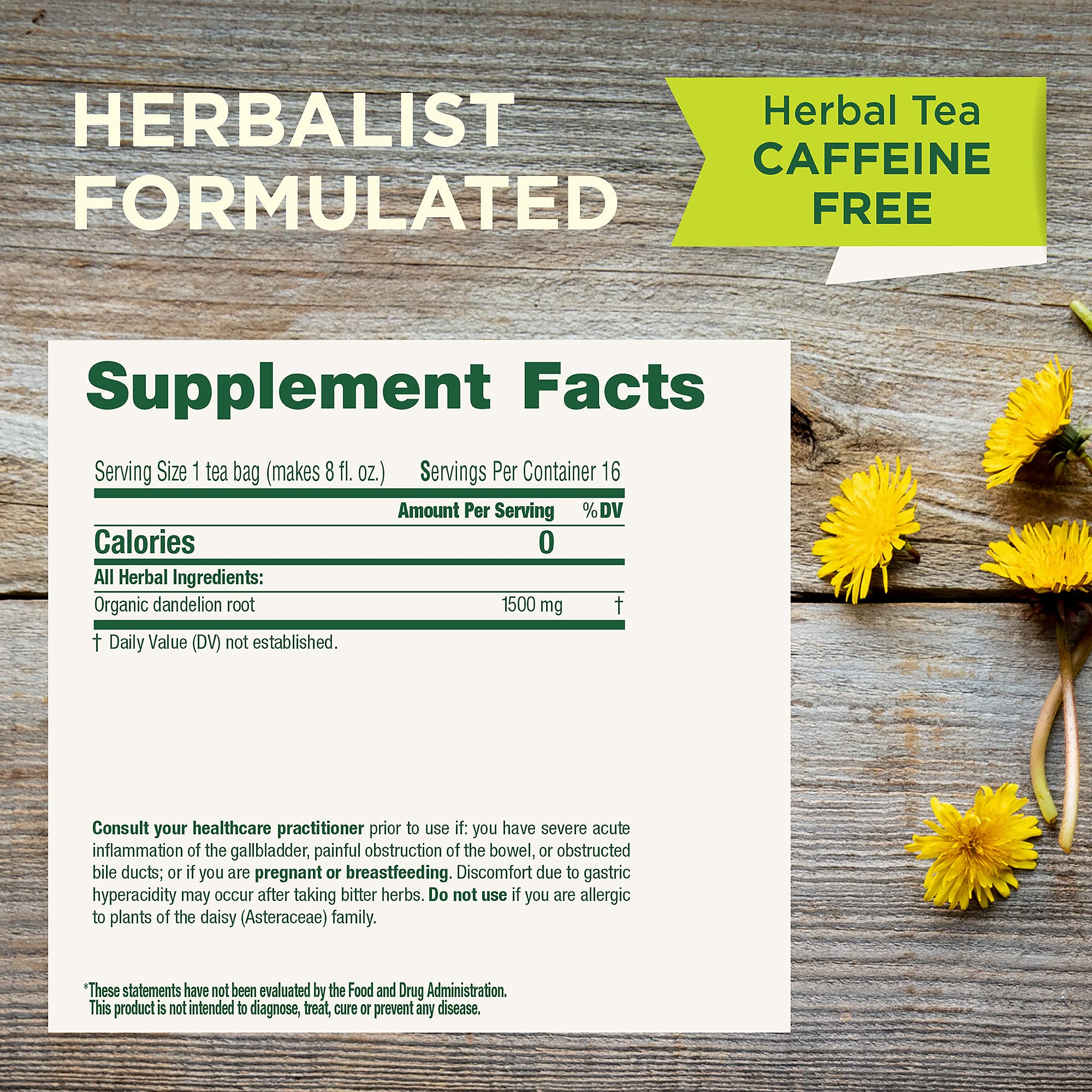 Traditional Medicinals Roasted Dandelion Root Herbal Tea, 16 ct