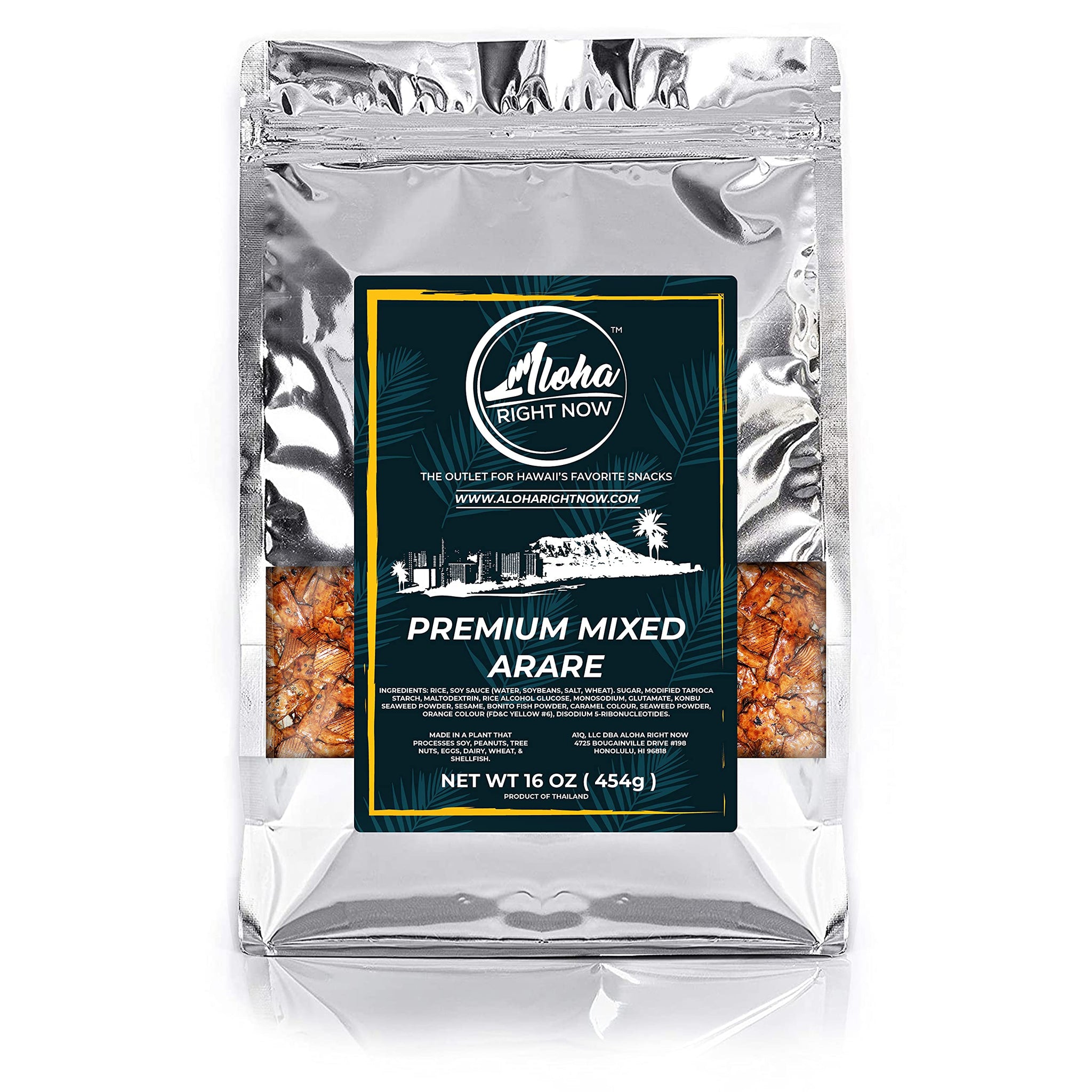Aloha Right Now Premium Mixed Arare Rice Crackers Mochi Crunch Japanese Hawaiian Style Asian Snack Mix 1LB 16oz