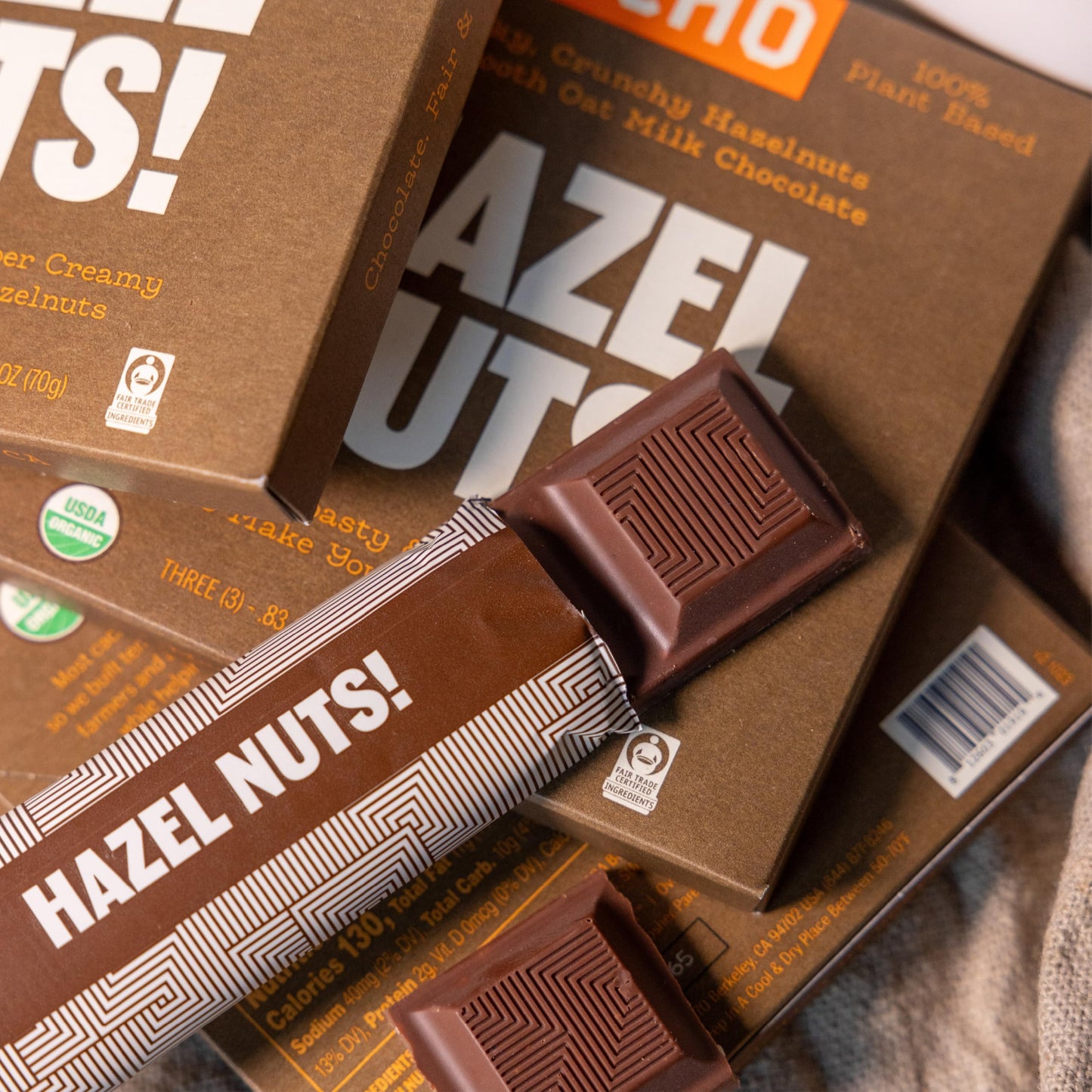 TCHO Hazel Nuts! Oat-Milk Chocolate Bars (5 pack) | Plant Based, Organic & Fair Trade | Non GMO, Non-Dairy, Vegan, Soy Free (2.1oz each)
