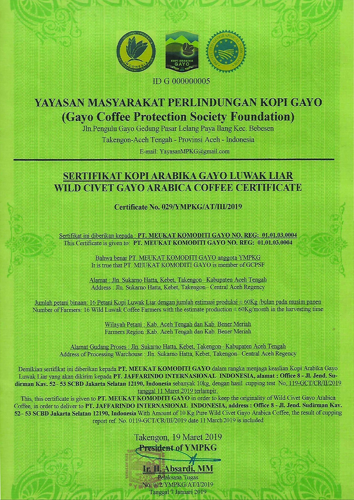 Wallacea Coffee Certified Wild Kopi Luwak Coffee Ground, Wild Civet Cat Coffee Ground, from Gayo Sumatra Indonesia 8.8 Oz (Ground)