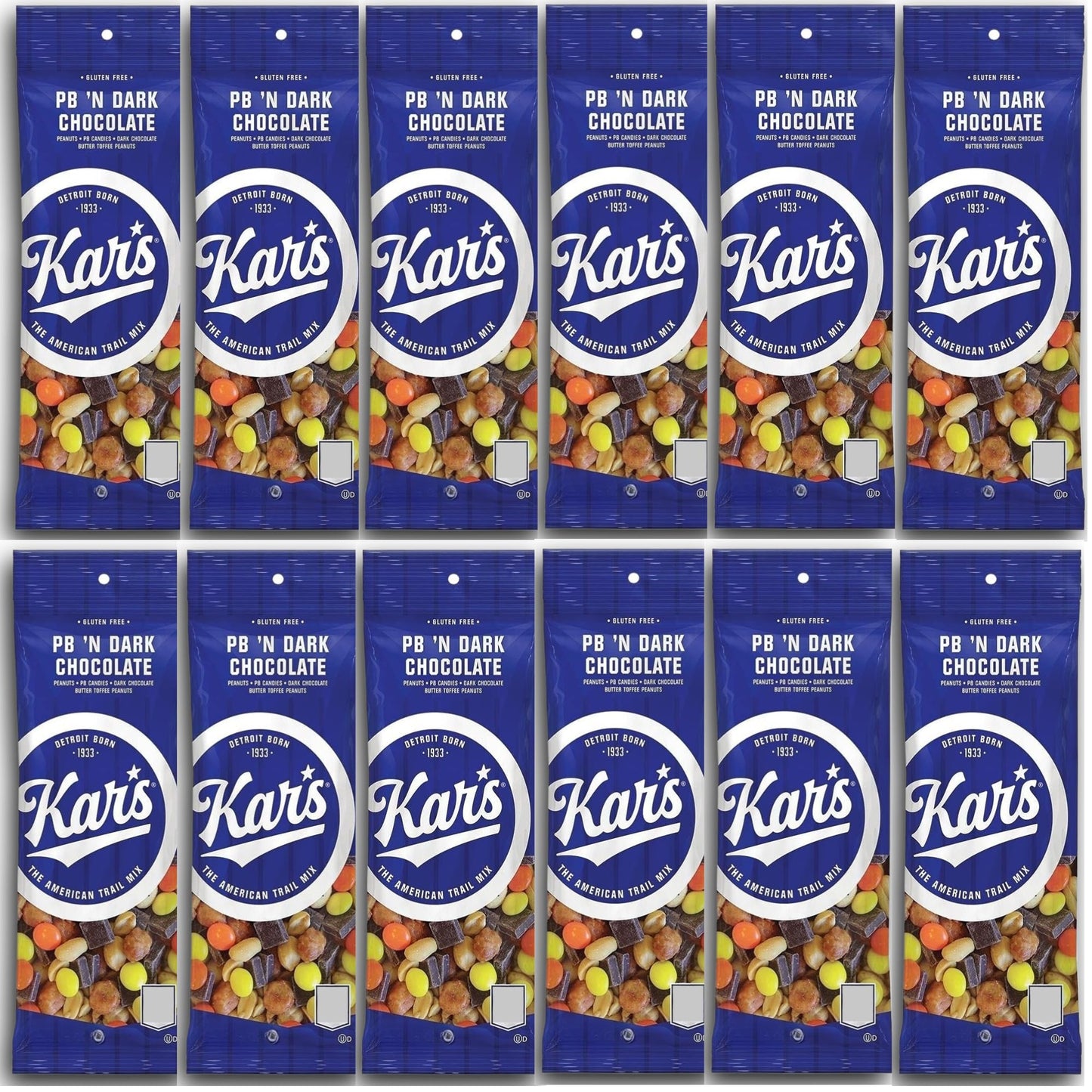 ONDAGO Snack Pack - Kars Nuts Peanut Butter ‘N Dark Chocolate Trail Mix - 1.25 oz Individual Packs - Pack of 12, Gluten-Free Snack Mix