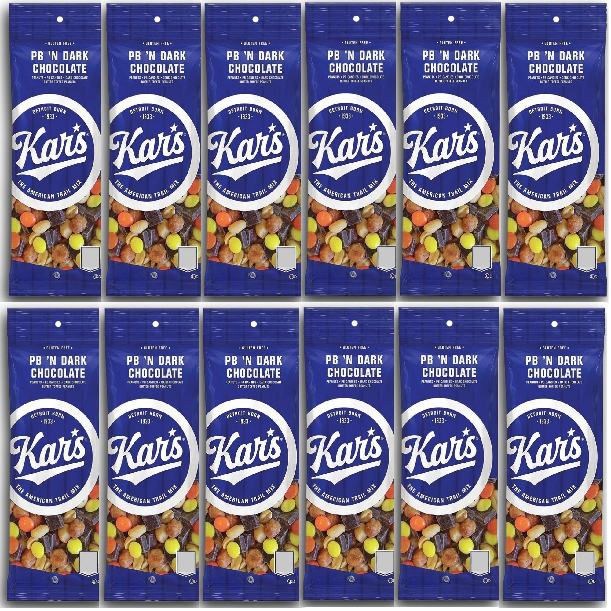 ONDAGO Snack Pack - Kars Nuts Peanut Butter ‘N Dark Chocolate Trail Mix - 1.25 oz Individual Packs - Pack of 12, Gluten-Free Snack Mix