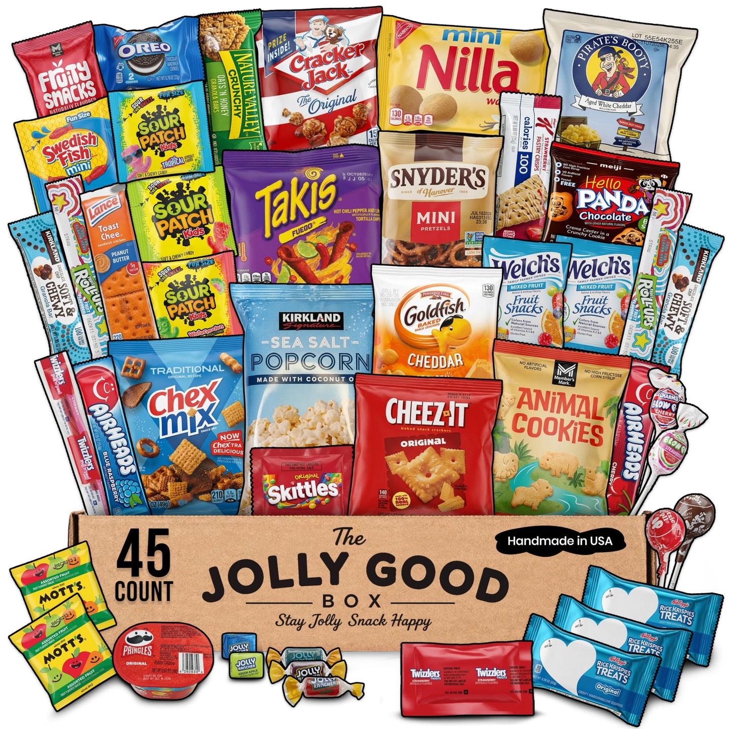 45 Count Variety Snack Box Care Package Gift Basket Snack Pack Candy Treats Chips Cookies for Adults Kids Grandkids Teens College Students Guys Girls