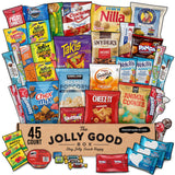 45 Count Variety Snack Box Care Package Gift Basket Snack Pack Candy Treats Chips Cookies for Adults Kids Grandkids Teens College Students Guys Girls