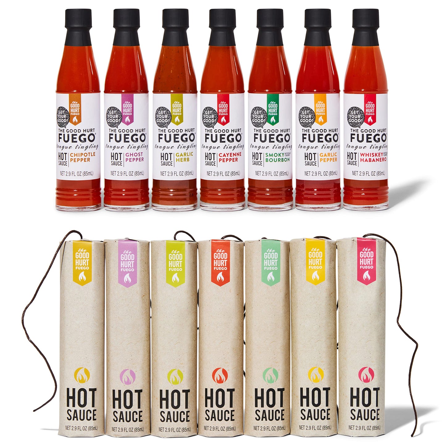 The Good Hurt Fuego, Hot Sauce Sampler Gift Set in Original Packaging, Flavors Includes Habanero, Ghost Pepper, Smoky Bourbon, Hot Sauce Variety Pack