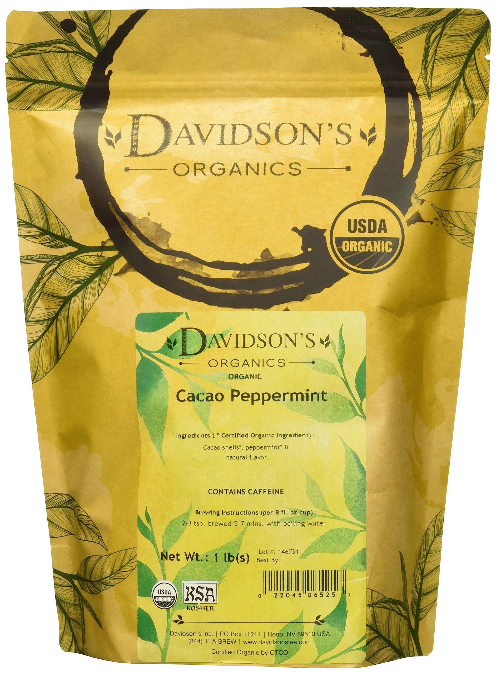 Davidson's Organics, Cacao Peppermint, Loose Leaf Cacao, 16-Ounce Bag