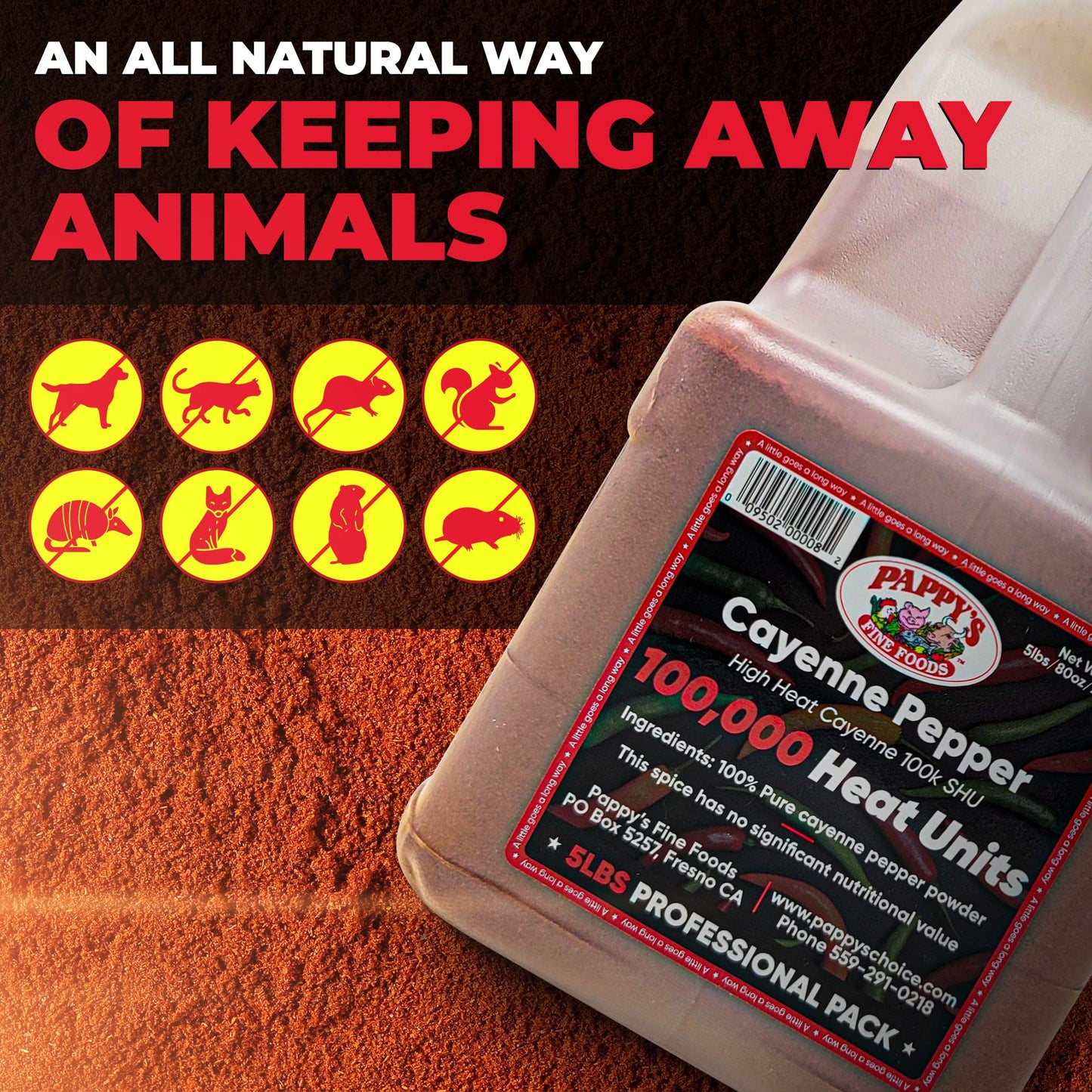 Cayenne Pepper Powder Bulk - 100,000 Heat Units - 5lb Jar.