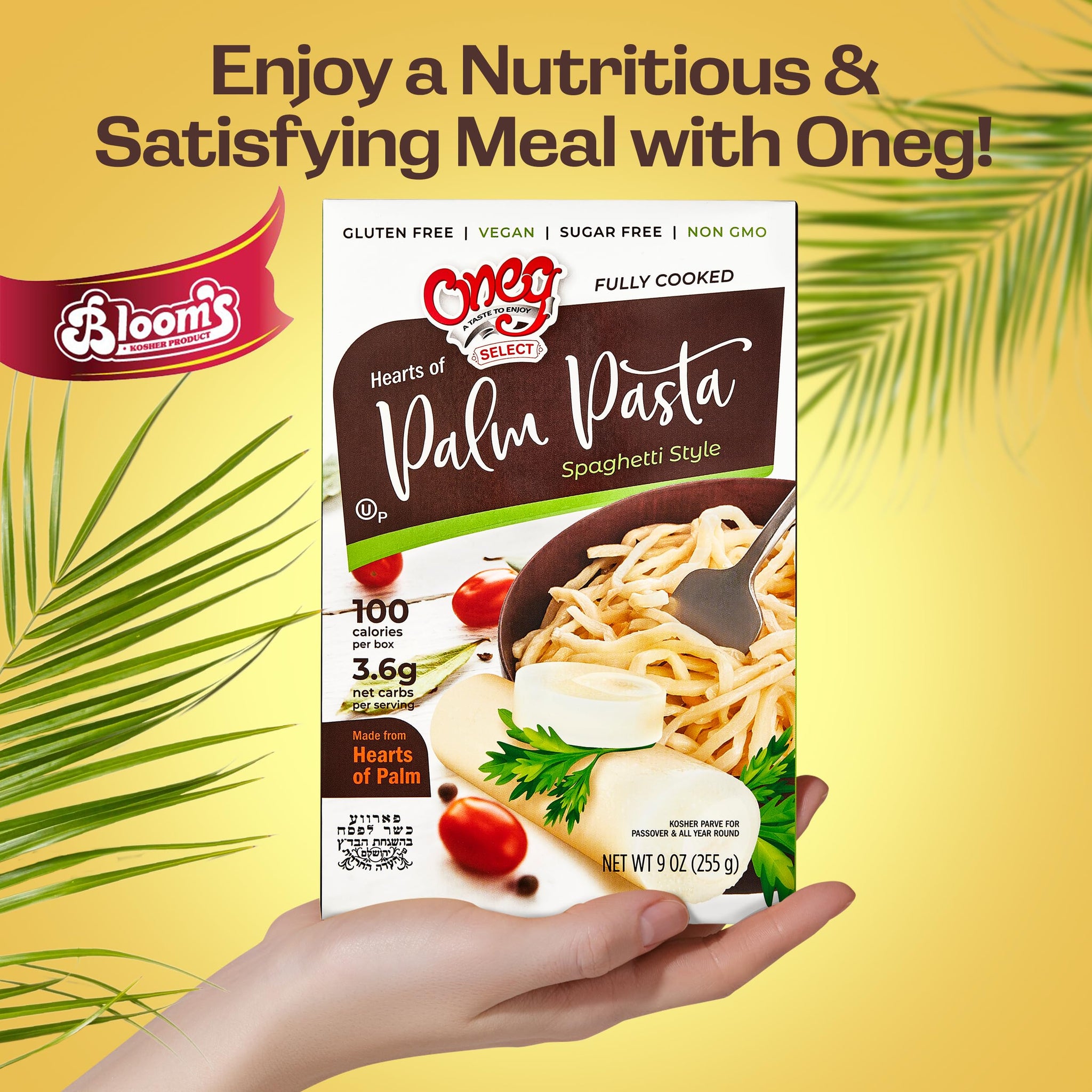 Oneg Hearts of Palm Pasta Spaghetti Noodles - Gluten Free, Fully Cooked Low Carb Spaghetti Noodles, Healthy Pasta Substitute, Non-GMO, Sugar-Free