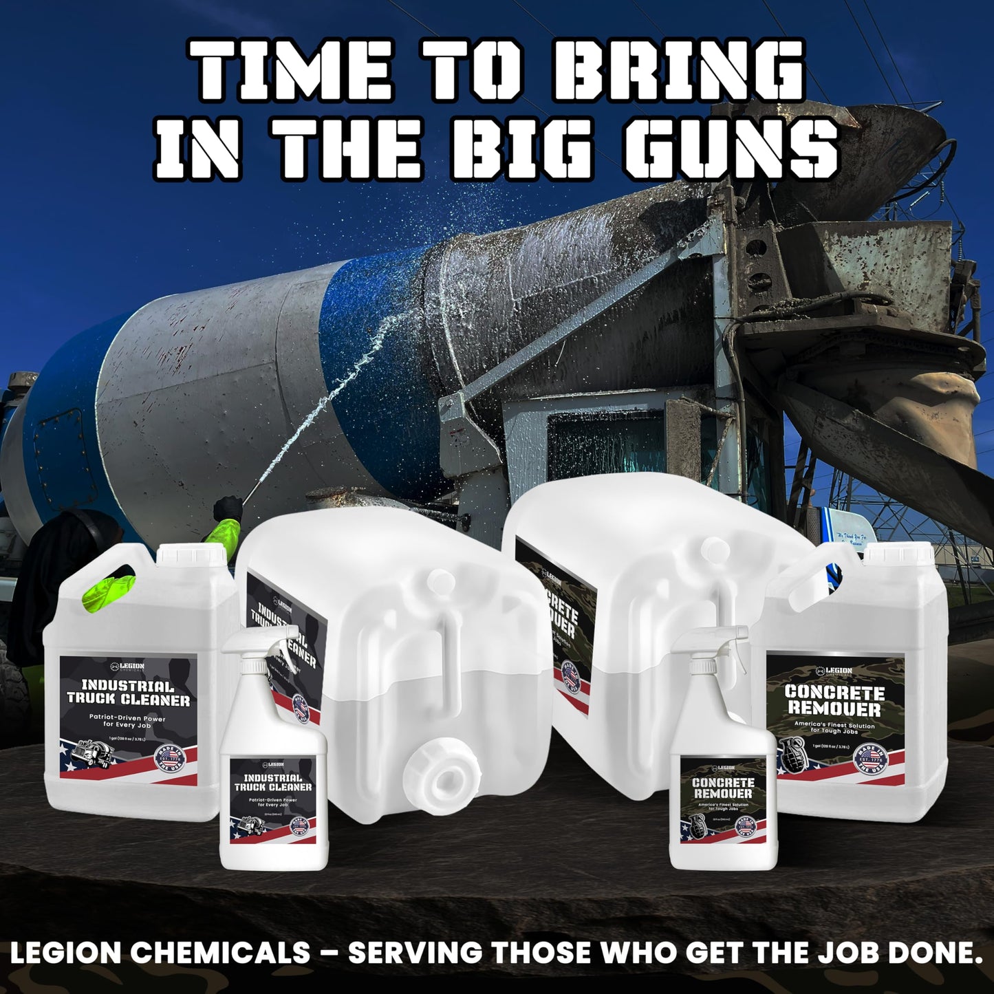 Legion Chemicals Heavy Concrete Remover Bundle - Non-Corrosive Acid Alternative Dissolves Hardened Concrete, Safe on Metal & Paint, 1 Quart Spray + 1