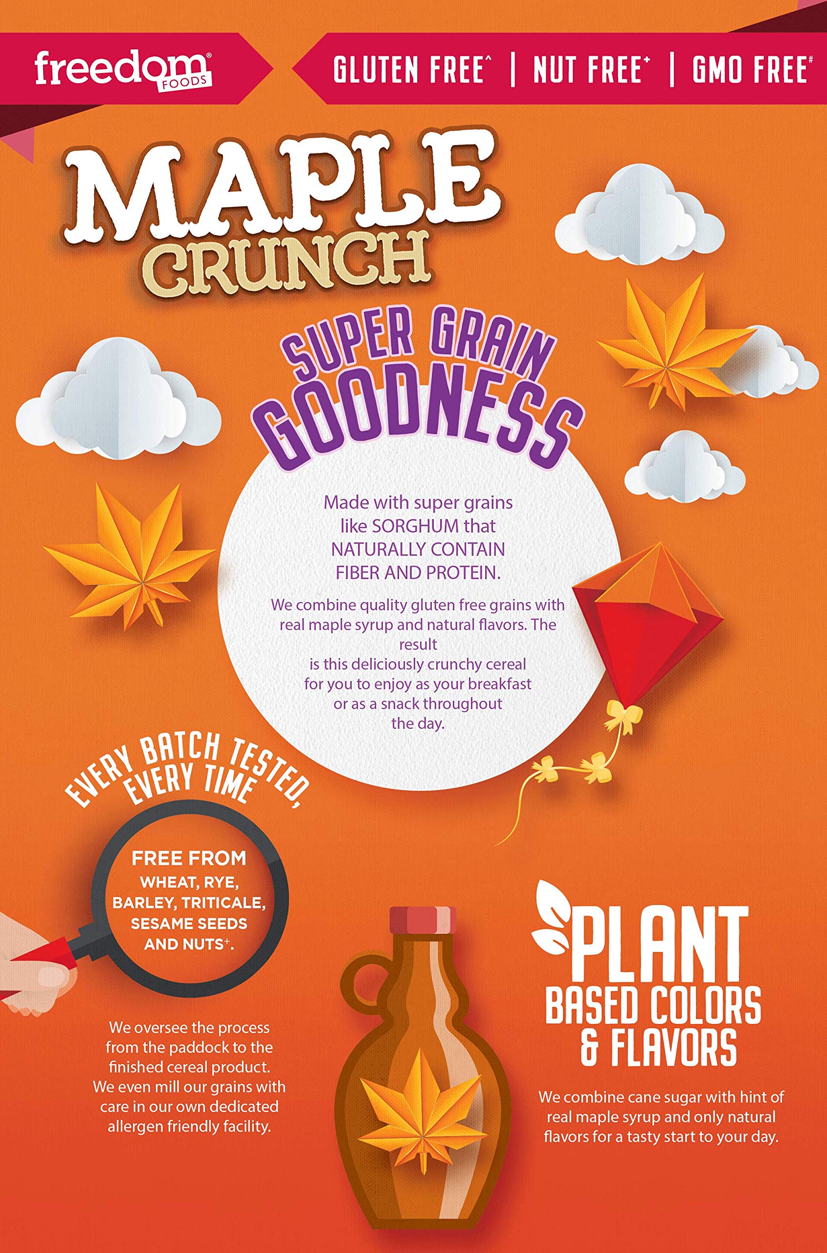 Freedom Foods Maple Crunch Breakfast - Allergen Friendly - BULK CASE: 5 X 10.6 oz Boxes