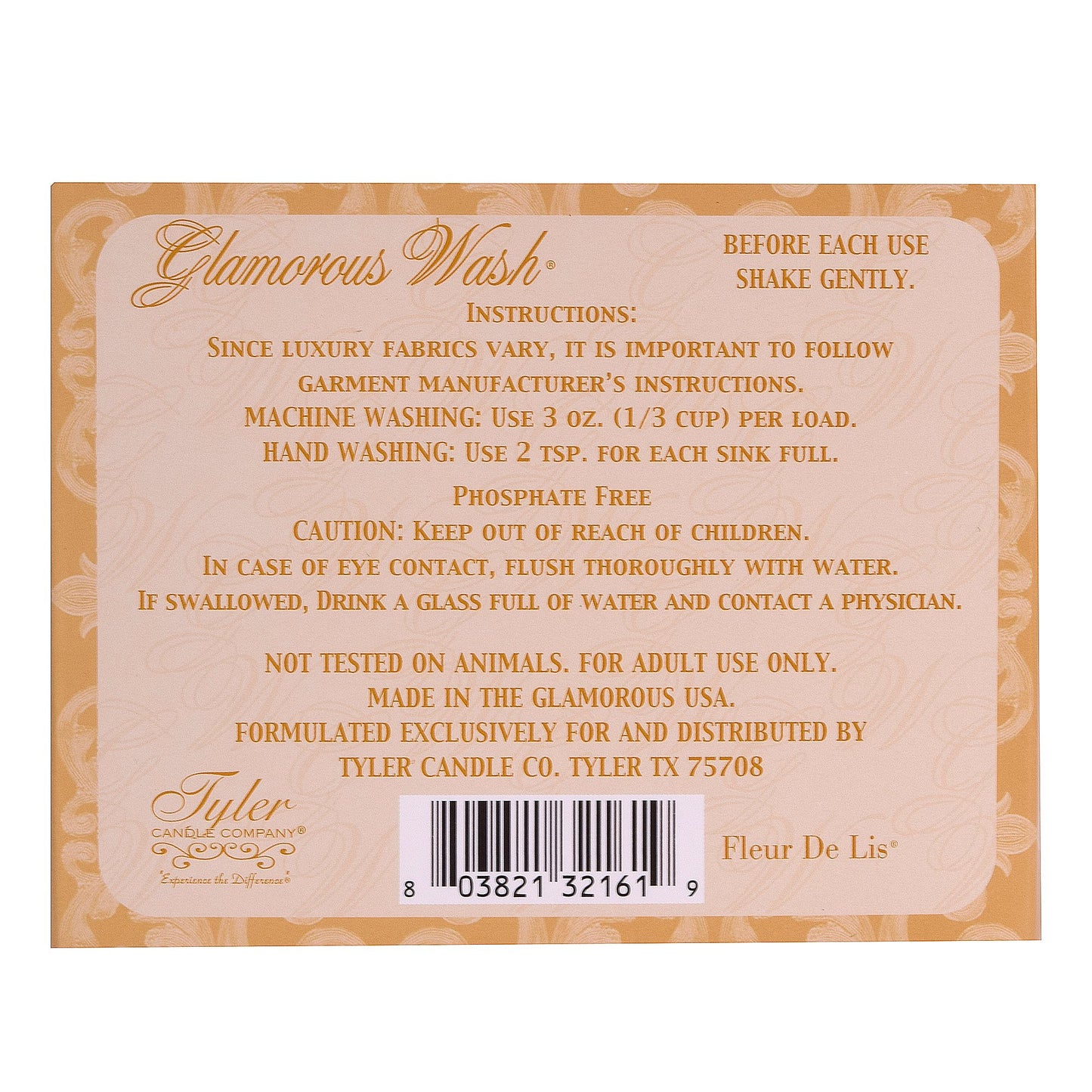 Tyler Candle Fleur De Lis Glamorous Wash 32 oz Fine Laundry Detergent