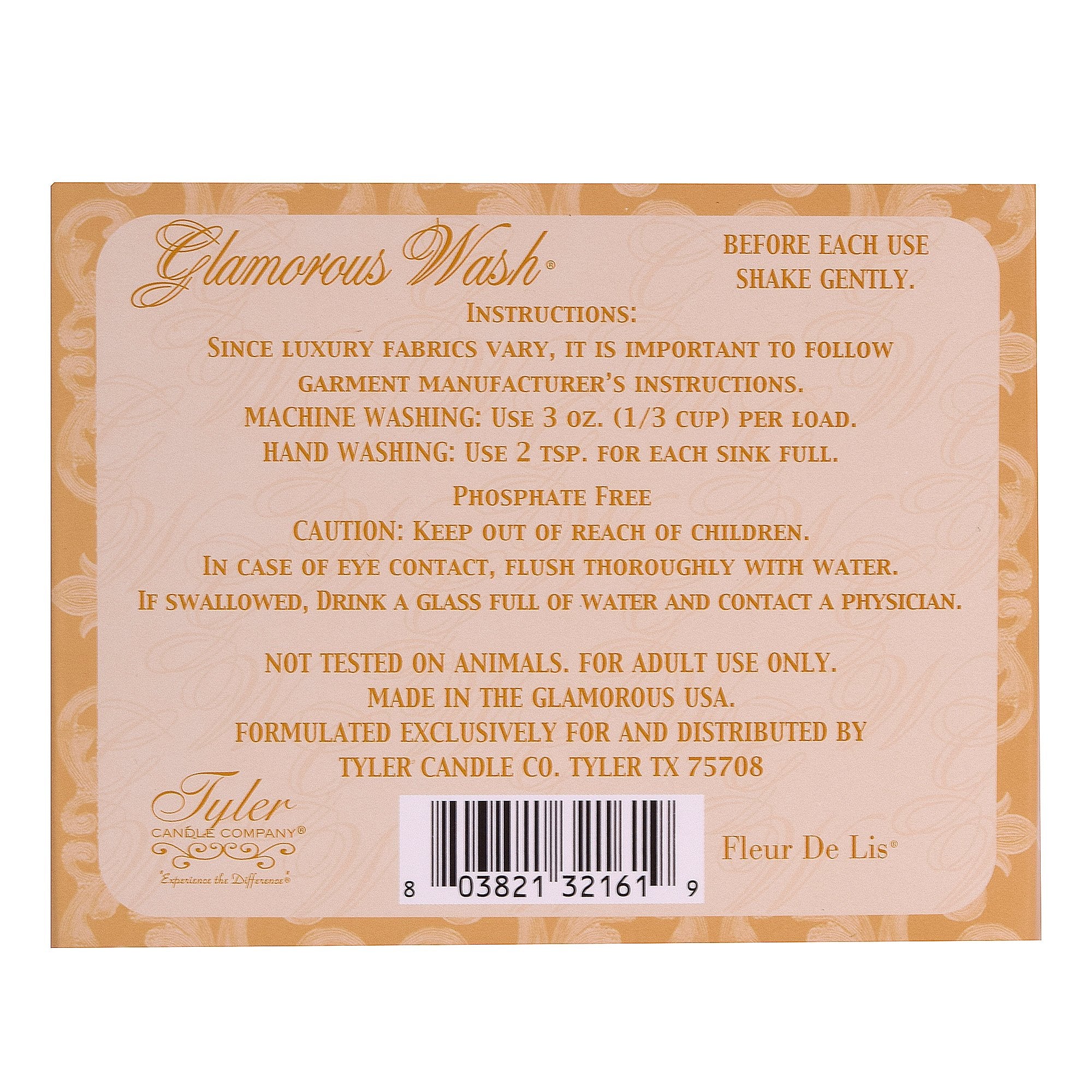 Tyler Candle Fleur De Lis Glamorous Wash 32 oz Fine Laundry Detergent