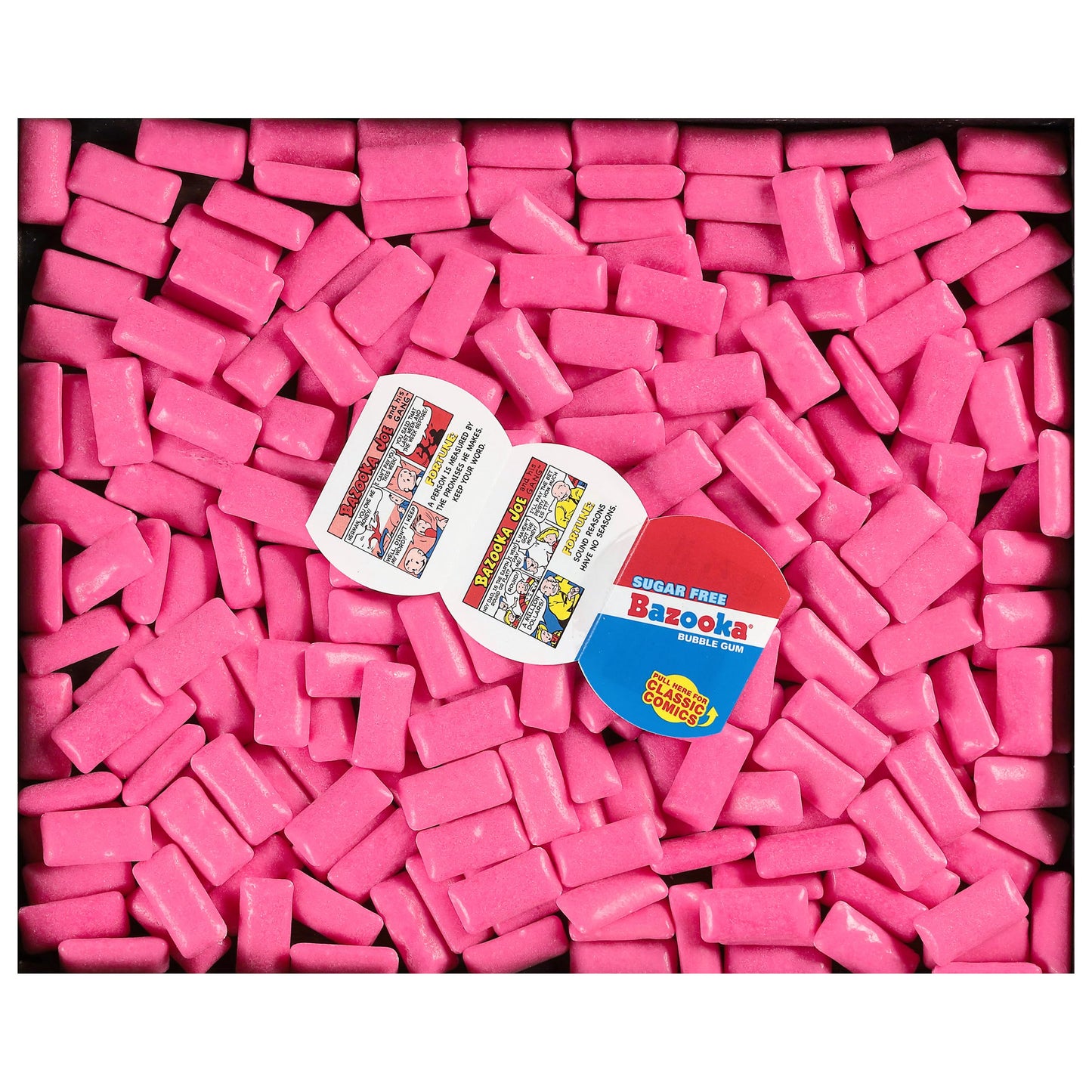 Bazooka Bubble Gum Sugar-Free Chewing Gum Pellets, Bulk Gum in Resealable Bag, 120 Ct in Original Pink Flavor, Sugar Free Bulk, Baseball Party Favors