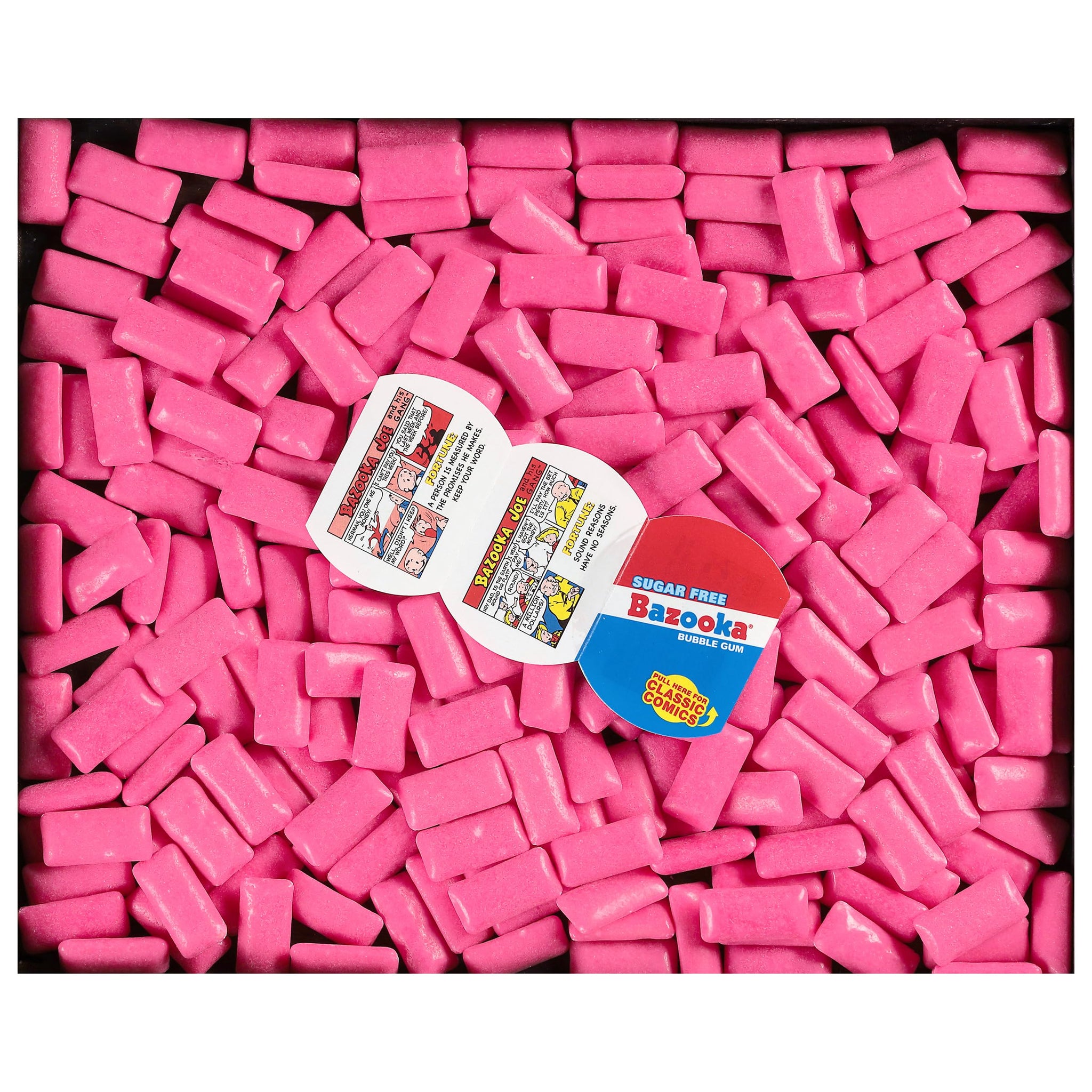 Bazooka Bubble Gum Sugar-Free Chewing Gum Pellets, Bulk Gum in Resealable Bag, 120 Ct in Original Pink Flavor, Sugar Free Bulk, Baseball Party Favors