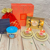 LoveNspire Diwali Gift Hamper Indian Festival Premium Deepawali Return Gift Box with Potli Bag Ganesha Statue Pearl Candle Holder Chocolates