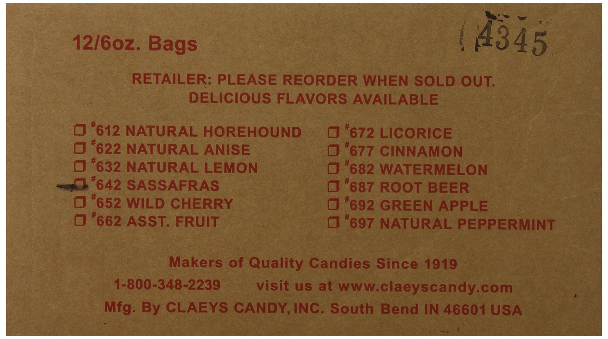 Claey's, Old Fashioned Hard Candy Sassafras, 6 Ounce Bag