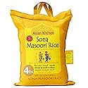 Asian Kitchen White Sona Masoori Aged Rice 4-Pound Bag, 4lbs (1.81kg) Short Grain Rice ~ All Natural | Gluten Friendly | Vegan | Indian Origin |
