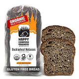 Happy Campers Buckwheat Molasses Gluten Free Bread, Whole Grain, Non-GMO, Vegan, Organic, 17.4 oz Loaf (Pack of 4)
